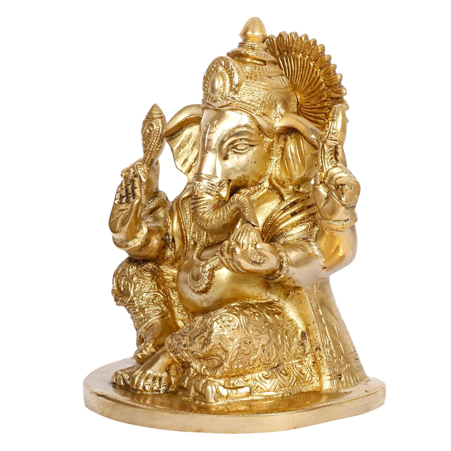 Brass Ganesh Bhagwan Idol Ganesha Statue Ganpati Murti for Home Entrance Decor Diwali Gift 7 Inch - SvarupArt