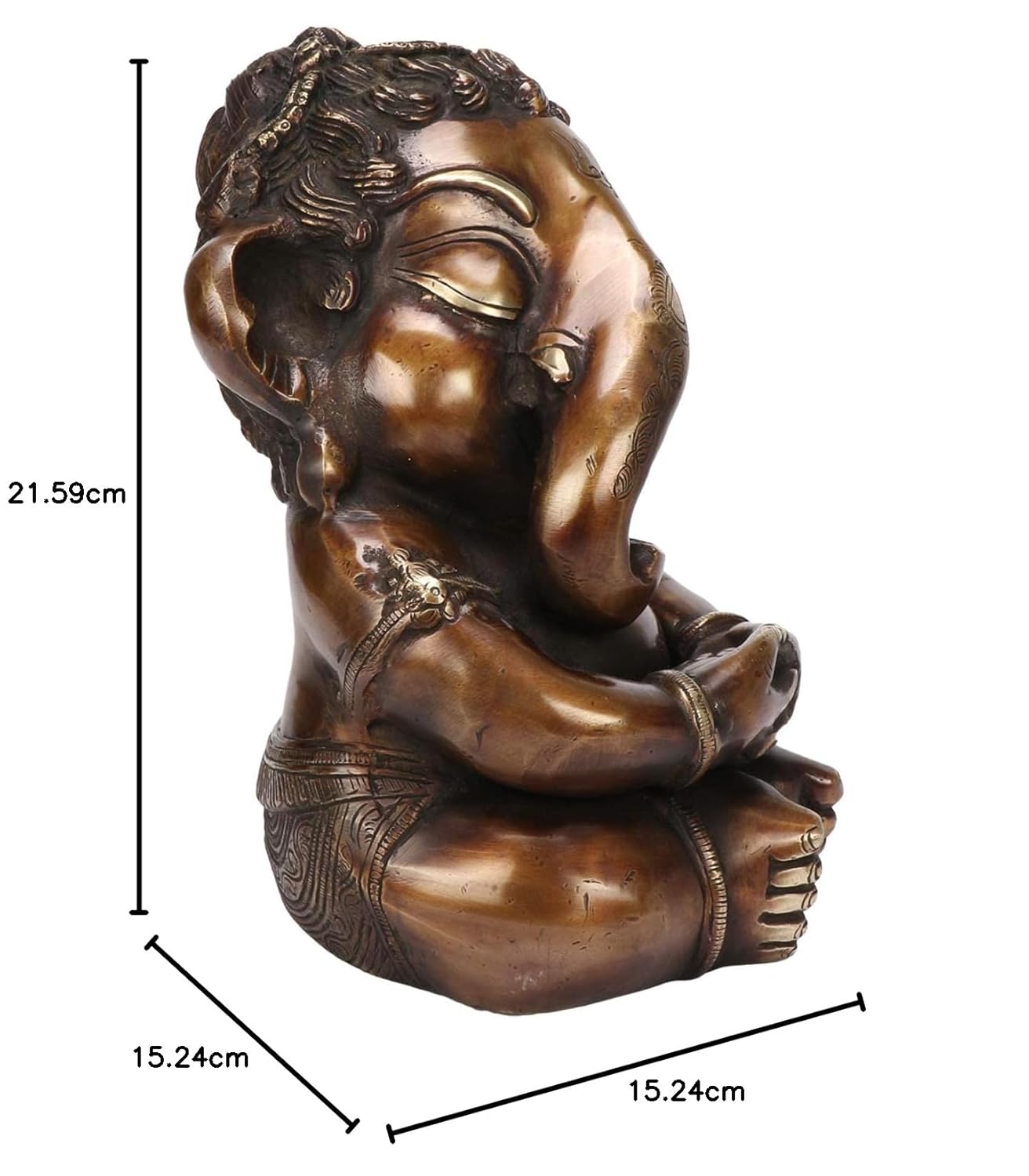 Brass Ganesha Idol for Home Decoration Ganpati Statue Murti for Gift Height 8.5 Inch Weight 5.2 Kg Color Bronze - SvarupArt