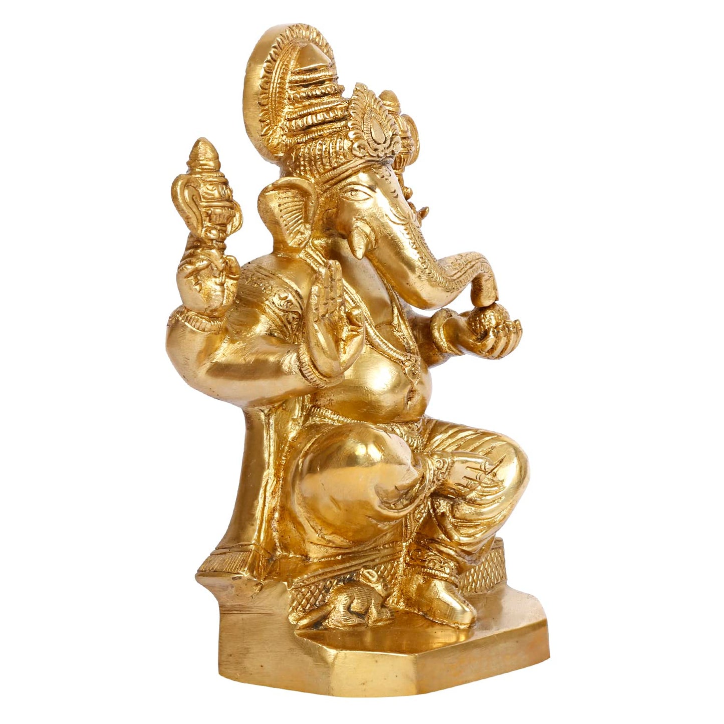 Brass Ganesh Bhagwan Idol Ganesha Statue Ganpati Murti for Home Entrance Decor Diwali Gift 8.25 Inch - SvarupArt