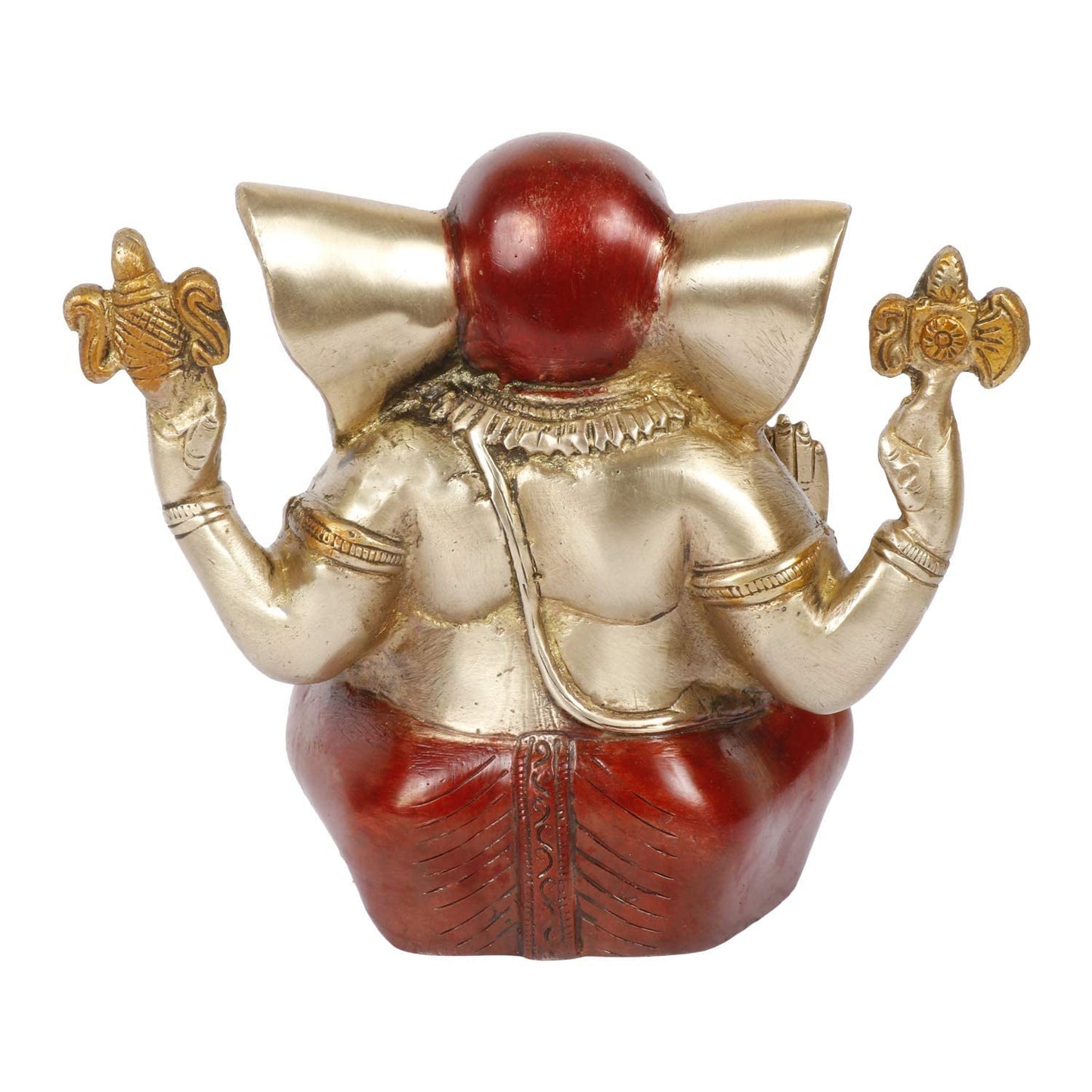 Brass Ganesha Idol for Home Decoration Ganpati Statue Murti for Gift Height 6.5 Inch Weight 3 Kg Color Multicolor - SvarupArt