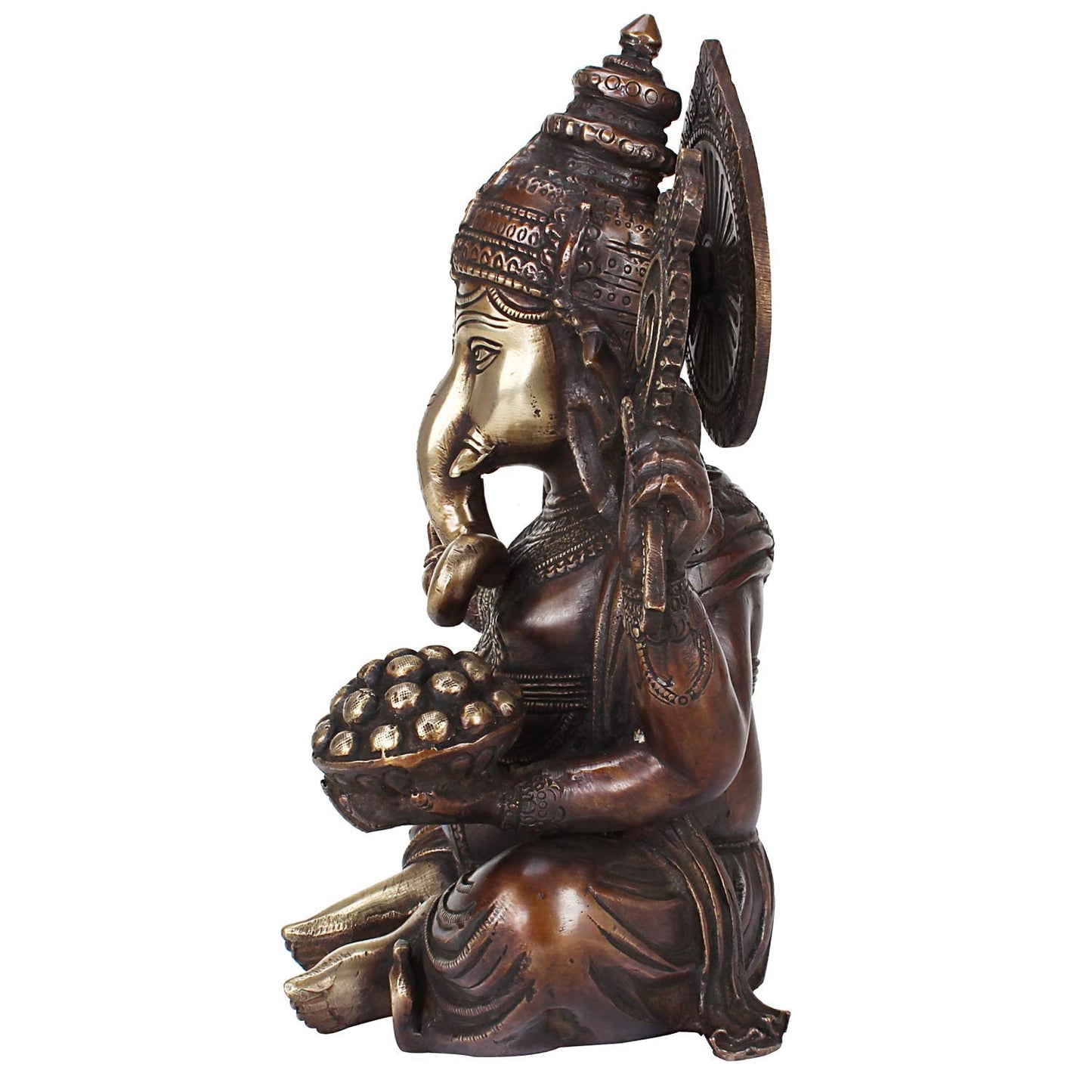 Brass Ganesha Idol for Home Decoration Ganpati Statue Ganesh Murti for Gift Height 9.5 Inch Color Bronze - SvarupArt