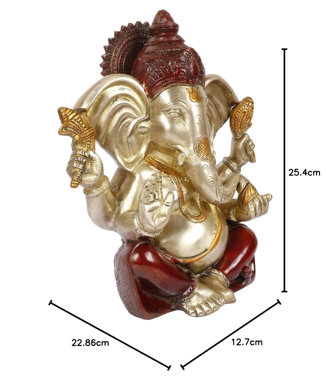 Brass Ganesha Idol for Home Decoration Ganpati Statue Murti for Gift Height 10 Inch Weight 5.3 Kg Color Multicolor - SvarupArt