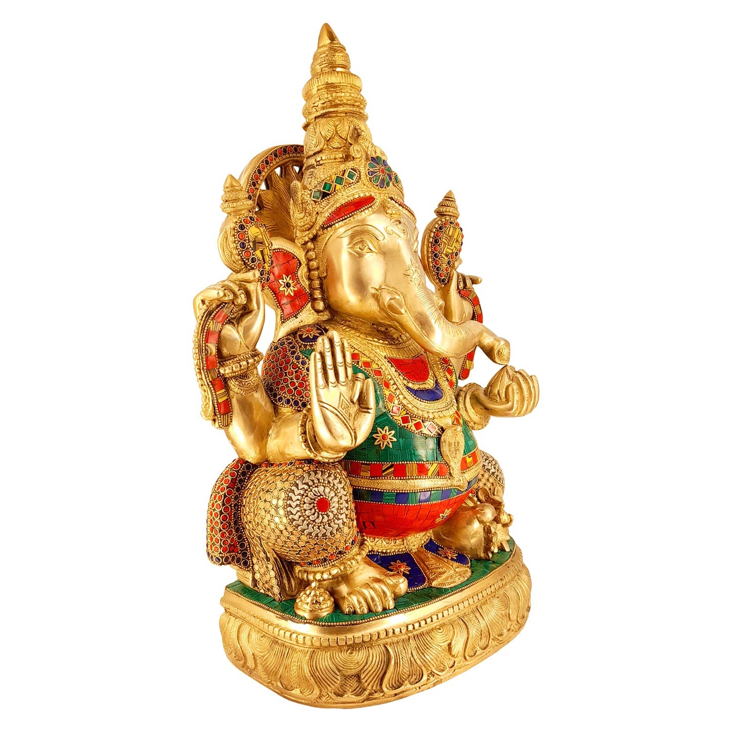 Brass Ganesha Idol for Home Decoration Ganpati Statue Murti for Gift Height 20 Inch Weight 23 Kg Color Multicolor - SvarupArt