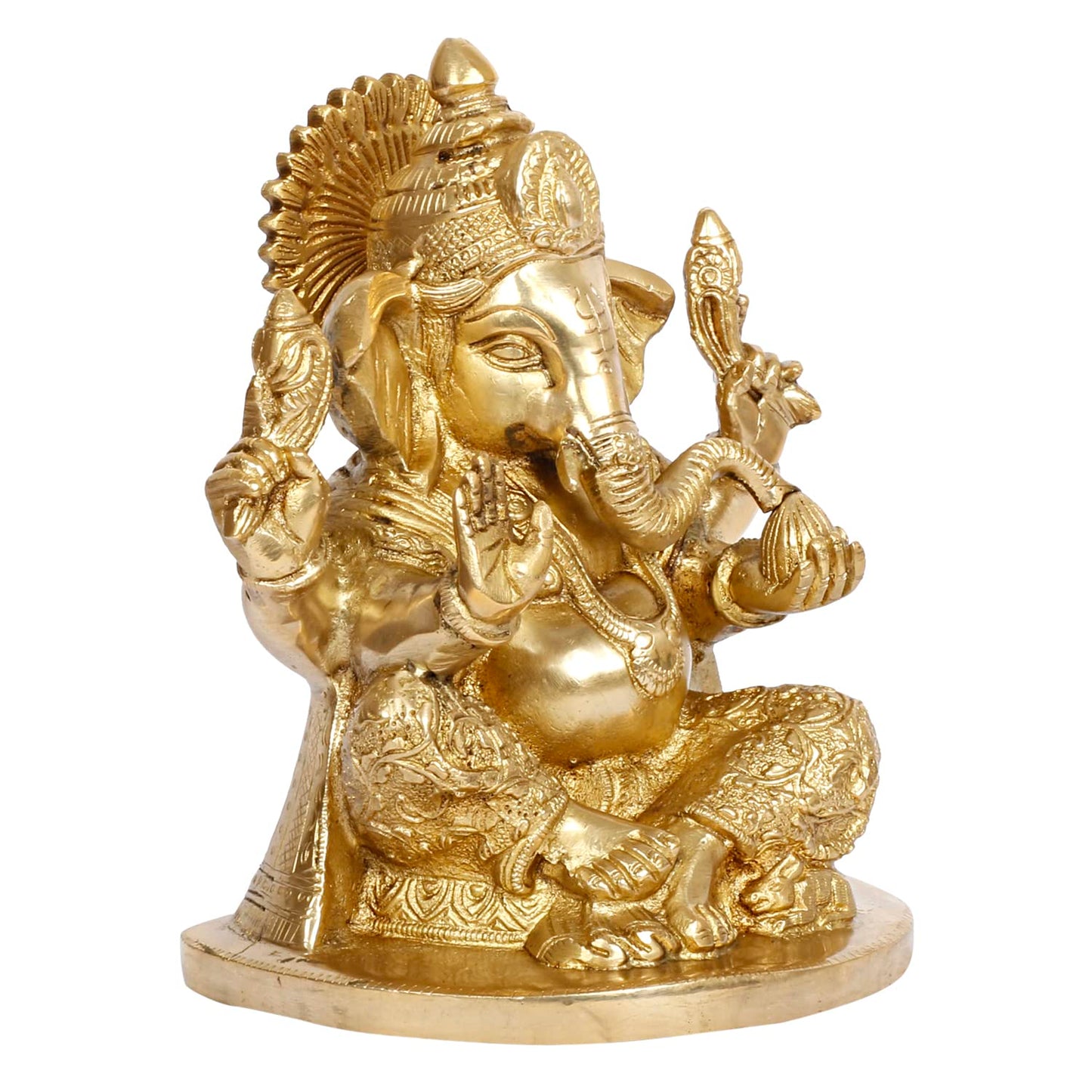 Brass Ganesh Bhagwan Idol Ganesha Statue Ganpati Murti for Home Entrance Decor Diwali Gift 7 Inch - SvarupArt