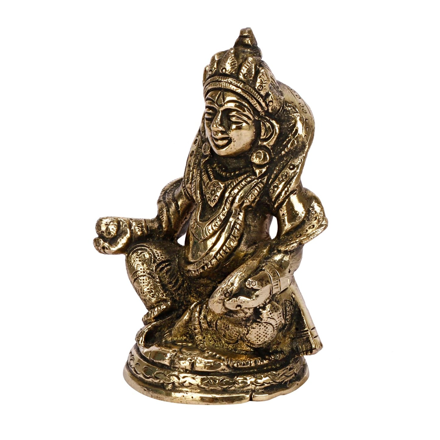 Brass Kuber Sitting Statue Yantra Vastu Remedy Shri Kubera Idol for Good Luck Money Gold Color (8x6x11 cm) - SvarupArt