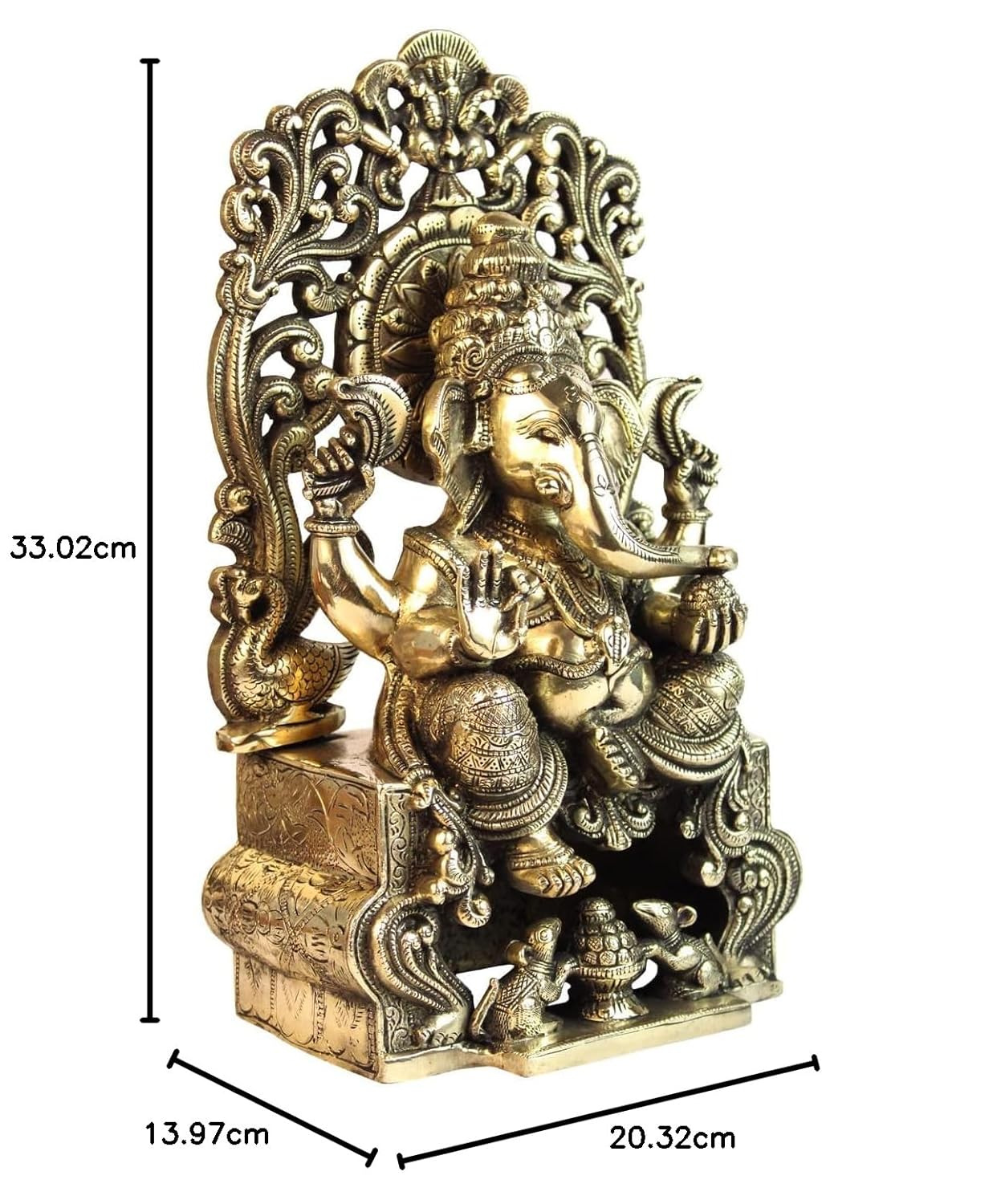 Brass Ganesha Idol for Home Decoration Ganpati Statue Murti for Gift Height 13 Inch Weight 7.2 Kg Color Antique Gold - SvarupArt