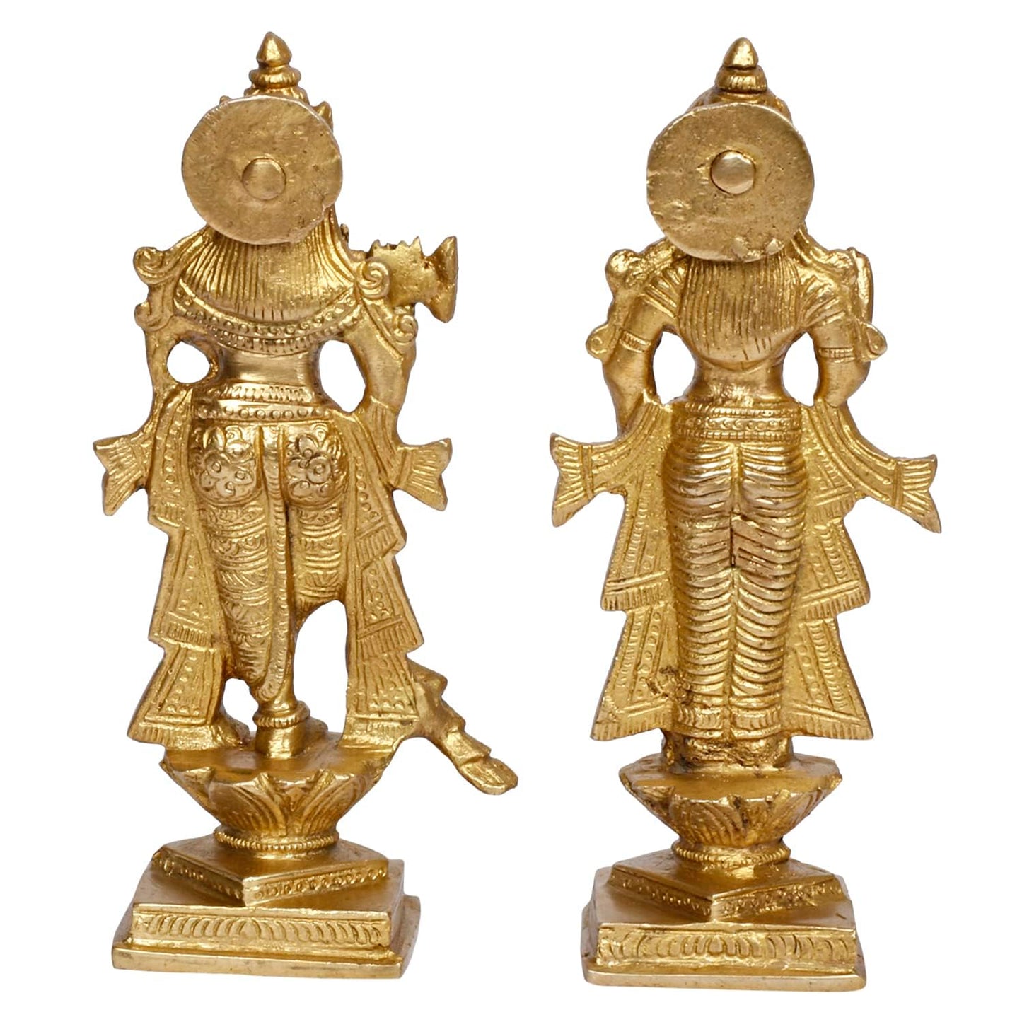 Brass Radha Krishna Idol Statue Playing Flute for Puja Mandir Radha Krishan Murti Sculpture Gift & Home Decor - SvarupArt