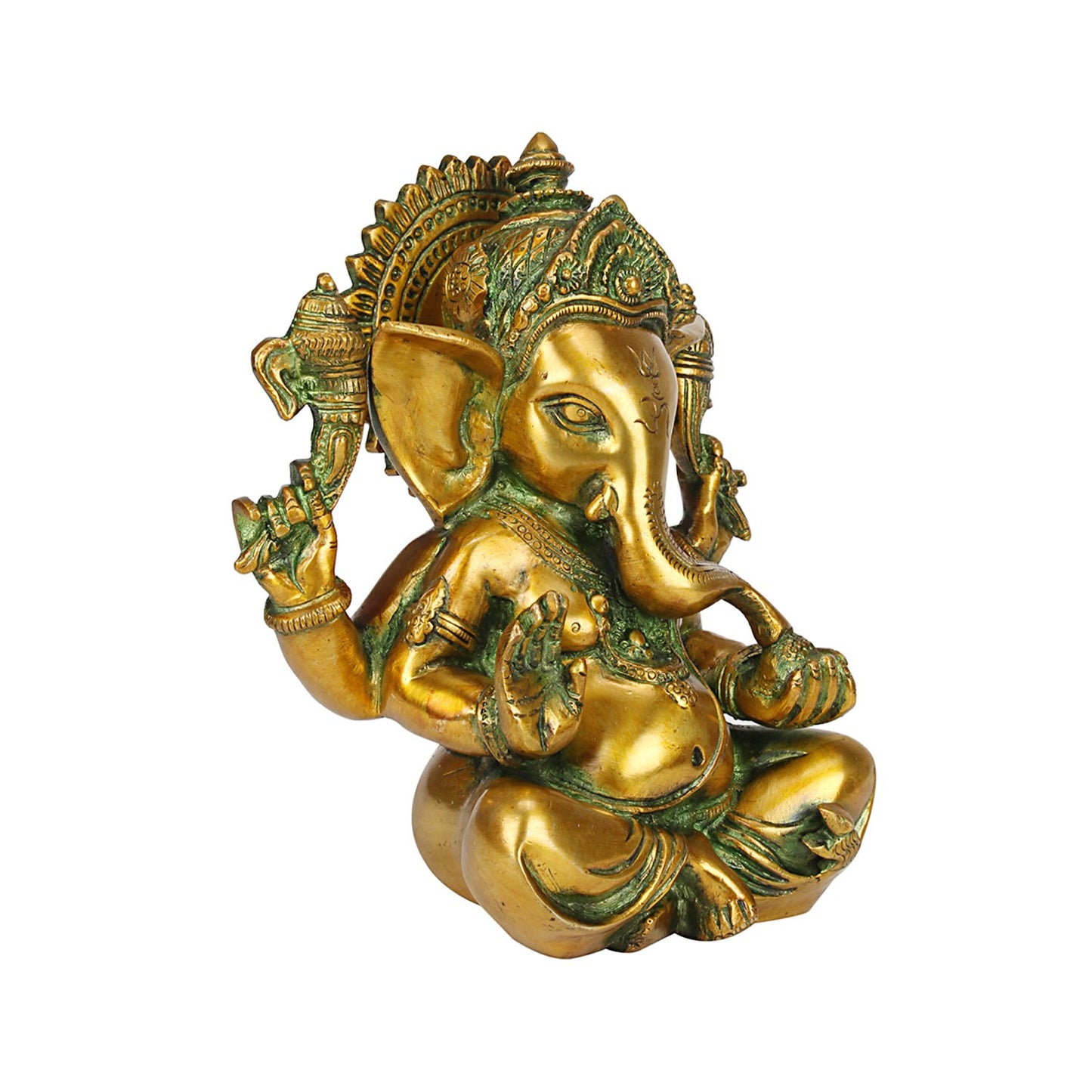 Brass Ganesha Murti Mangalkari Ganesh Idol Statue Figurine for Puja Decor Gift 8 Inch 3 Kg - SvarupArt