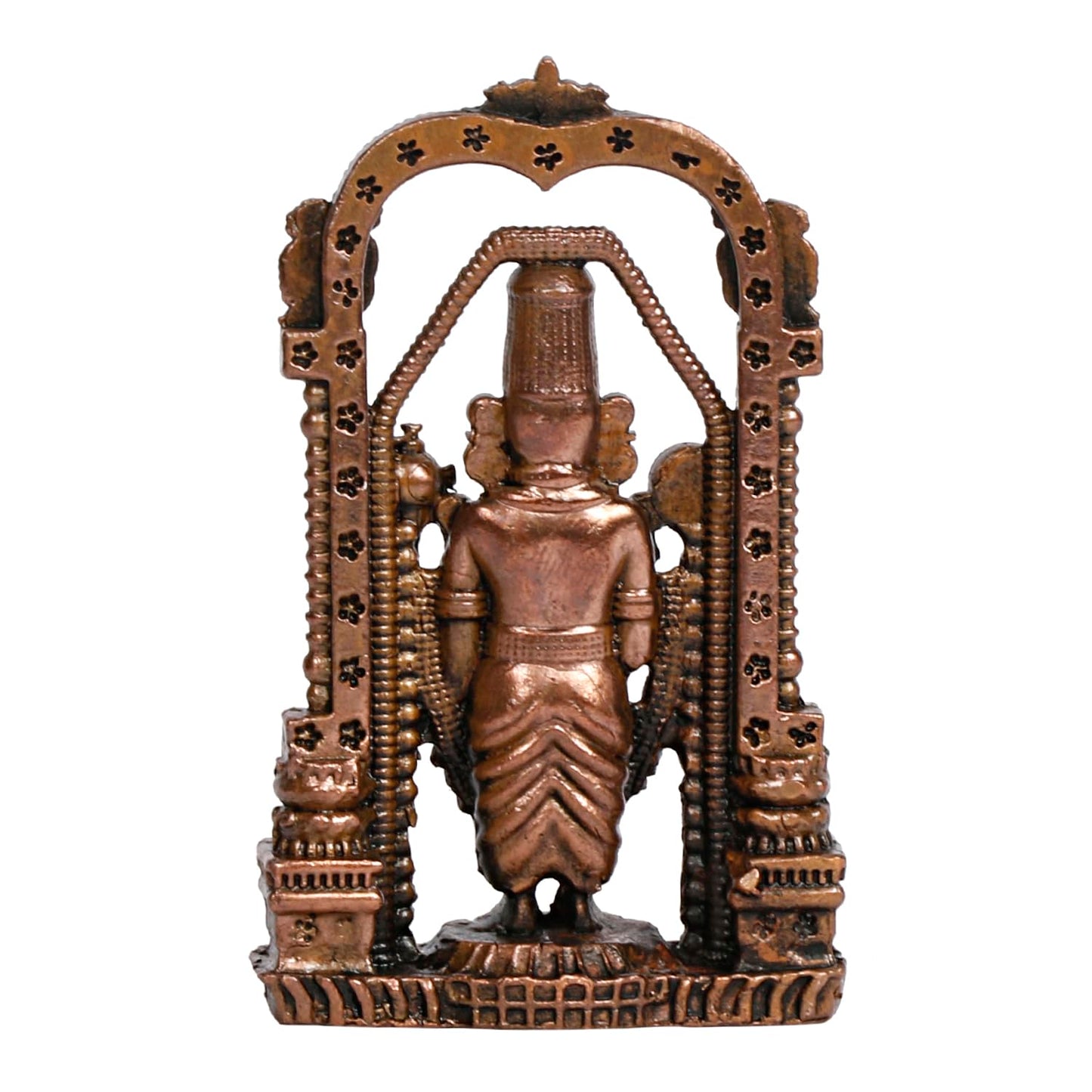 Copper Idol Tirupati Balaji Venkateshwara Statue Vishnu Chakra Namah Shankh Murti Lord Srinivasa Patina Antique - SvarupArt