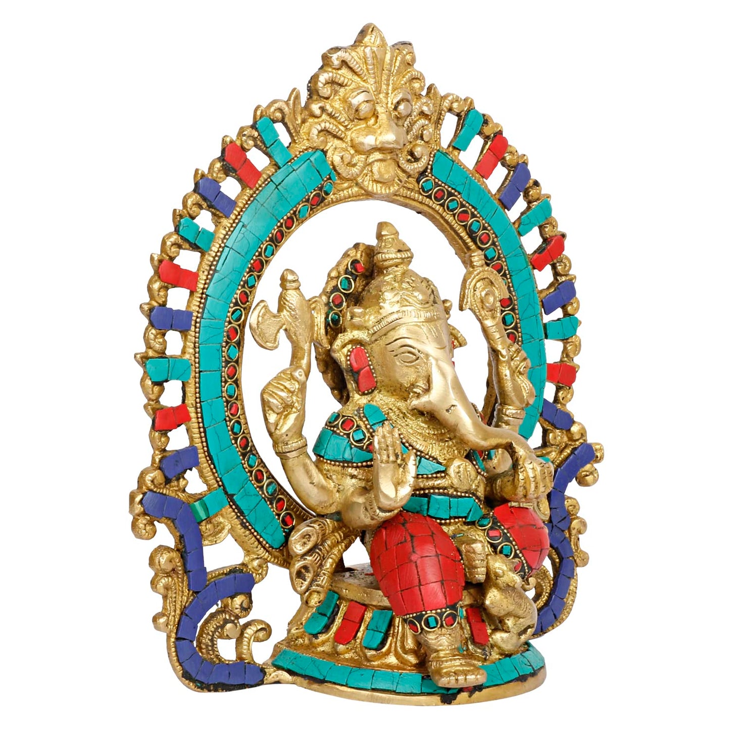 Brass Ganesh Bhagwan Idol Ganesha Statue Ganpati Murti for Home Entrance Decor Diwali Gift 8.75 Inch Weight 2.5 Kg - SvarupArt