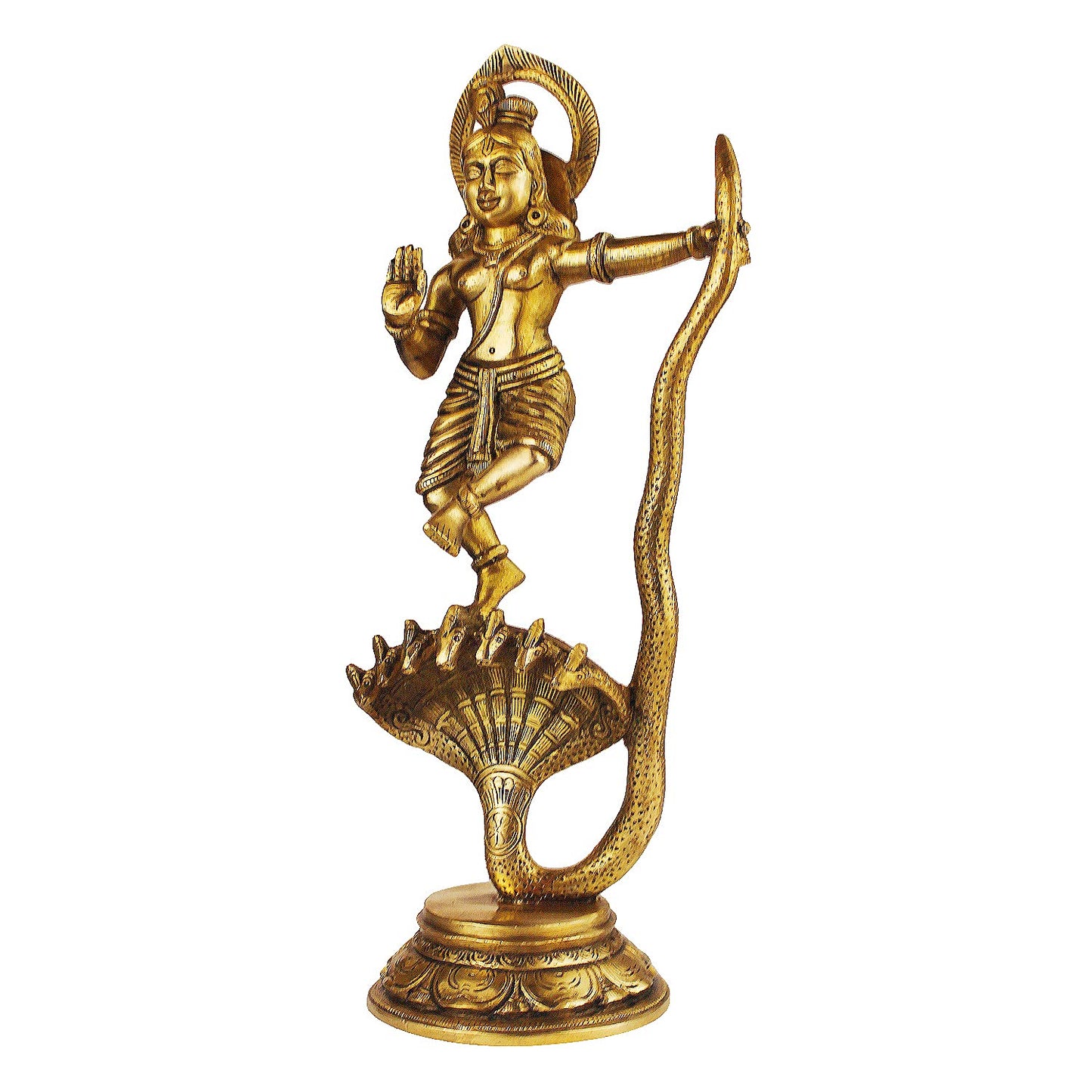 Brass Krishna Bhagwan Idol Murli Kishan Murti Playing Bansuri Gift for Home Mandir Decor Marriage Height 13 Inch - SvarupArt