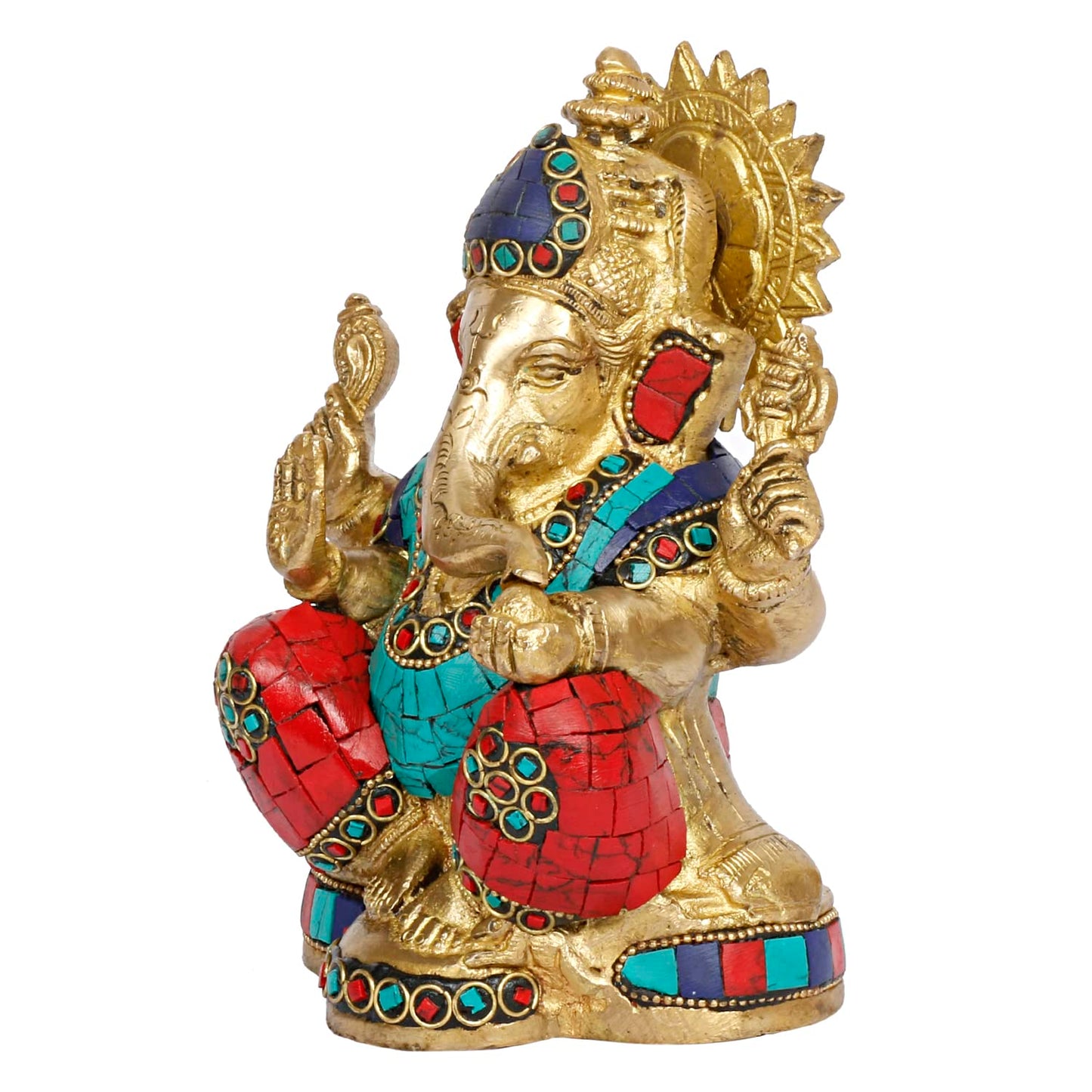 Brass Ganesh Bhagwan Idol Ganesha Statue Ganpati Murti for Home Entrance Decor Diwali Gift 6.5 Inch - SvarupArt