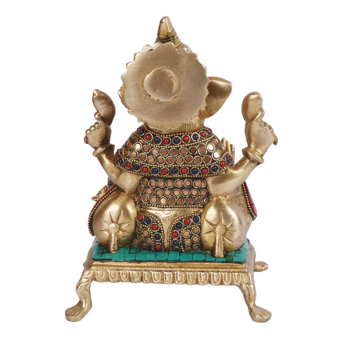Brass Ganesha Idol for Home Decoration Ganpati Statue Murti for Gift Height 8.5 Inch Weight 3 Kg Color Multicolor - SvarupArt