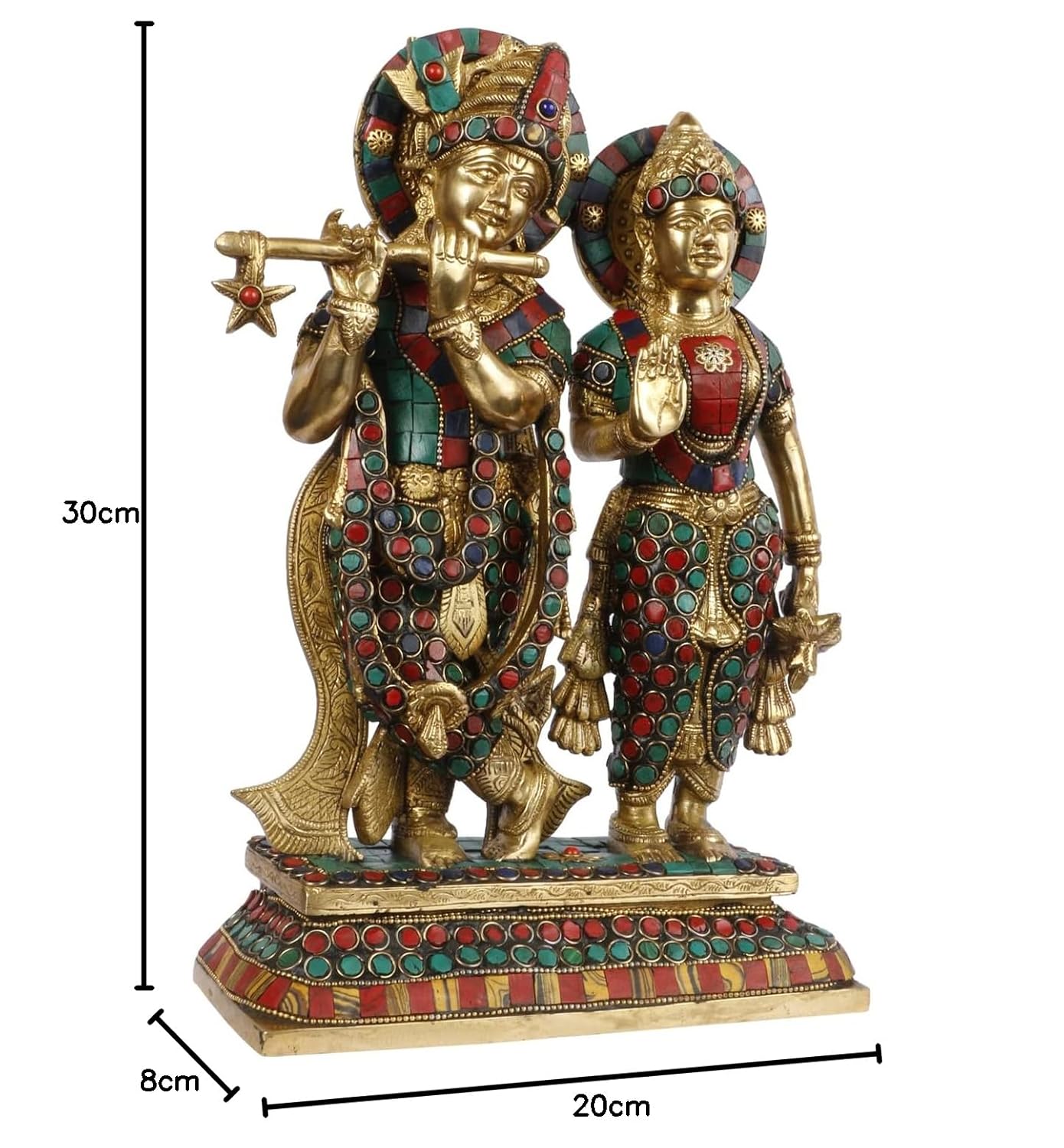 Brass Radha Krishna Murti Big Size Idol for Gift Height 12 Inch Weight 5.2 Kg Multicolor - SvarupArt