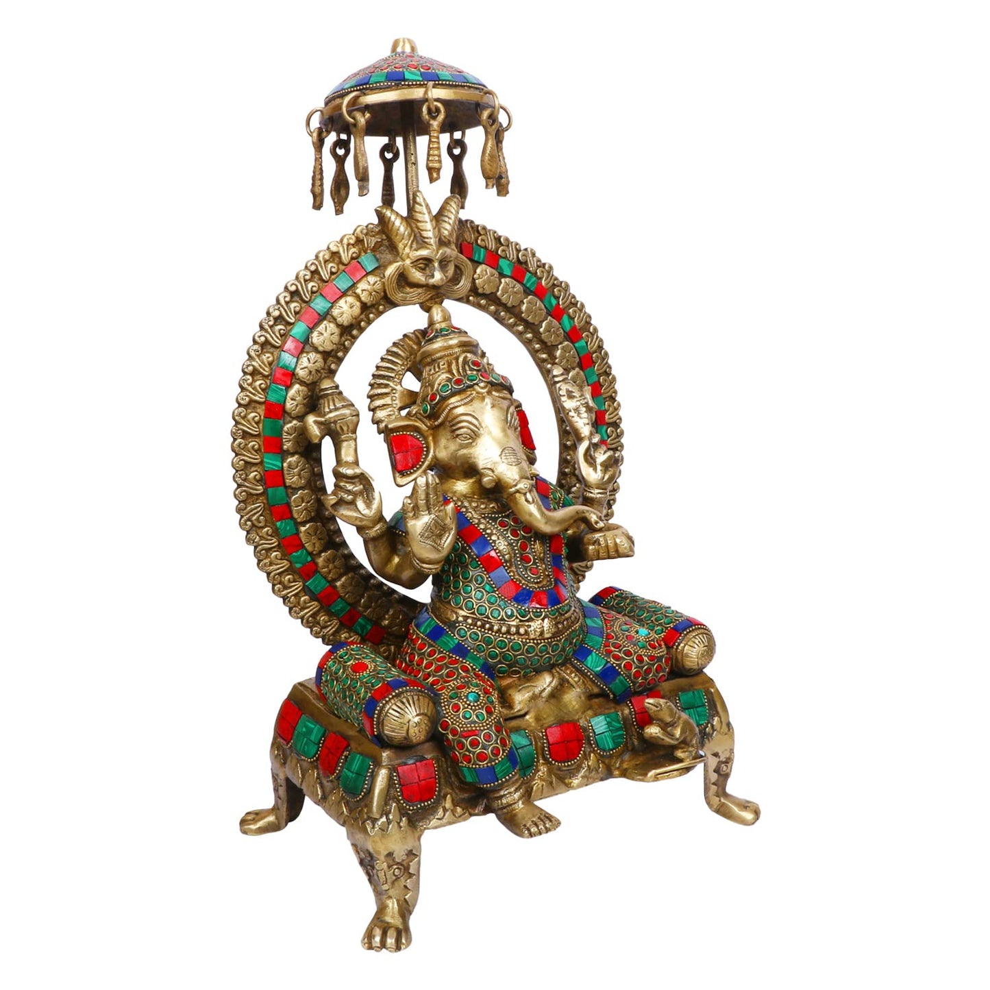 Brass Ganesha Idol for Home Decoration Ganpati Statue Murti for Gift Height 17 Inch Weight 9.5 Kg Color Multicolor - SvarupArt