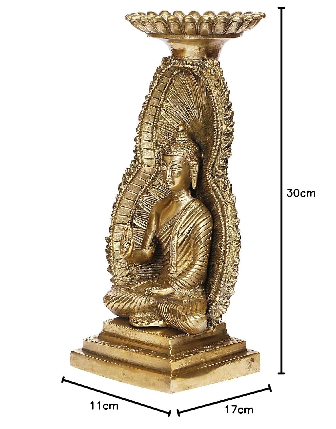Brass Gautam Buddha Idol Statue Murti Draped in Stone Embellished Shawl for Home Decoration Blessing Buddha Height 12 Inch - SvarupArt
