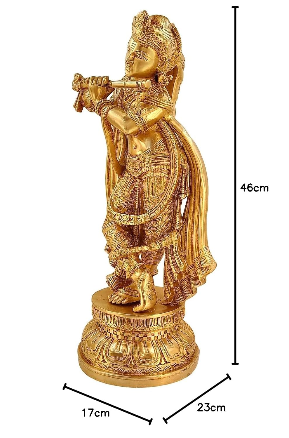 Brass Krishna Bhagwan Idol Murli Kishan Murti Playing Bansuri Gift for Home Mandir Decor Marriage Height 18 Inch Weig... - SvarupArt