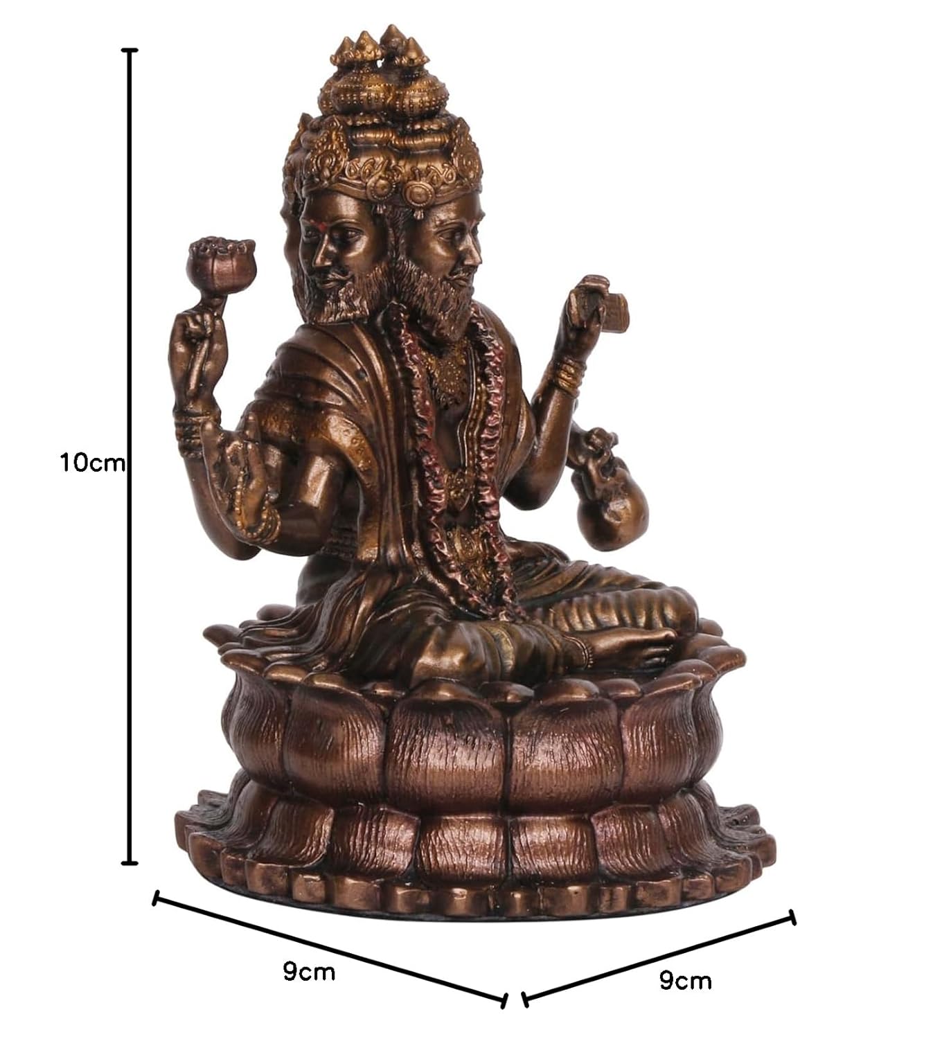 Resin Trimurti Idol, Which Depicts Brahma, Vishnu, And Mahesh, Stands At A Height Of 9 Inches. - SvarupArt