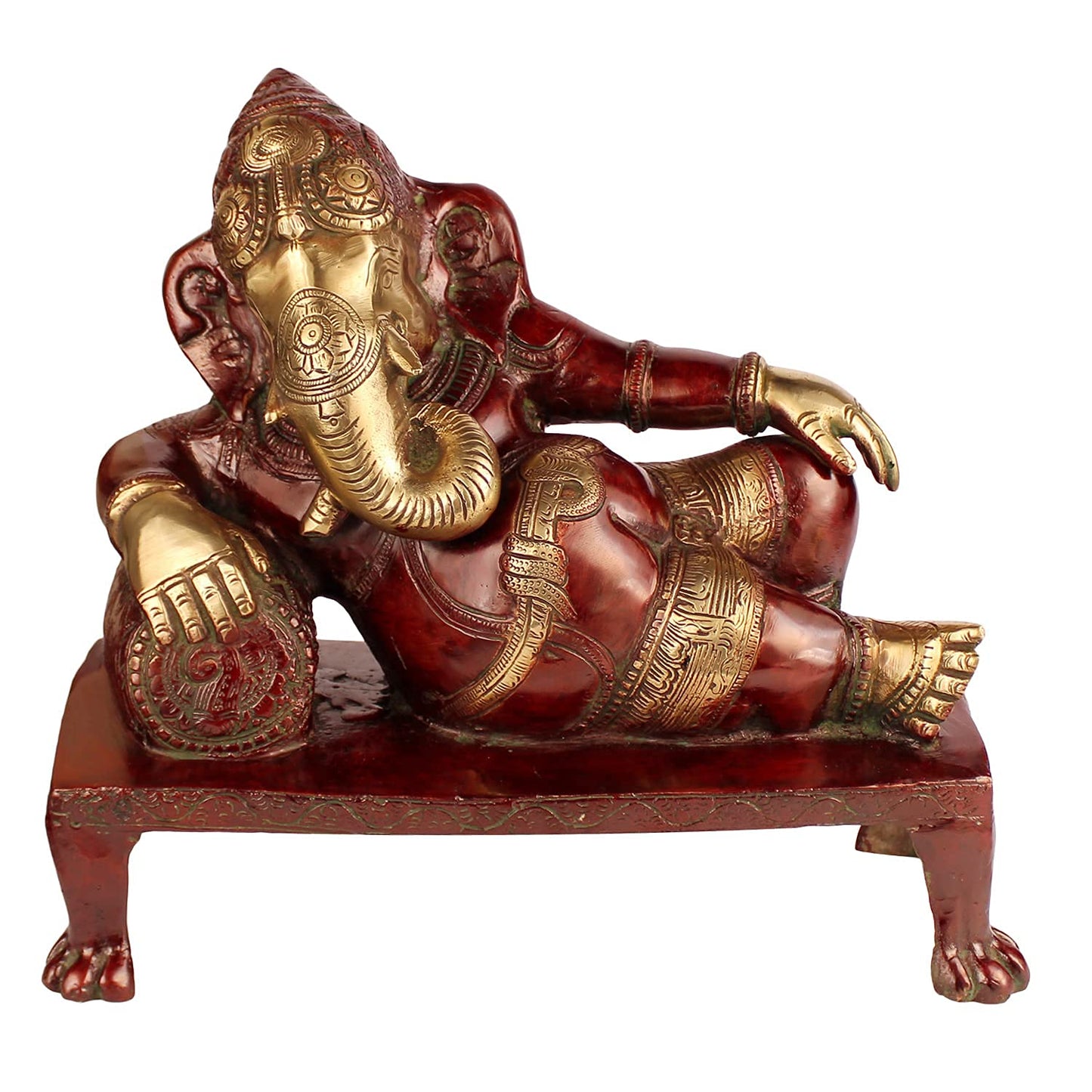Brass Ganesha Idol for Home Decoration Ganpati Statue Murti for Gift Height 10 Inch Weight 7 Kg Color Brown - SvarupArt