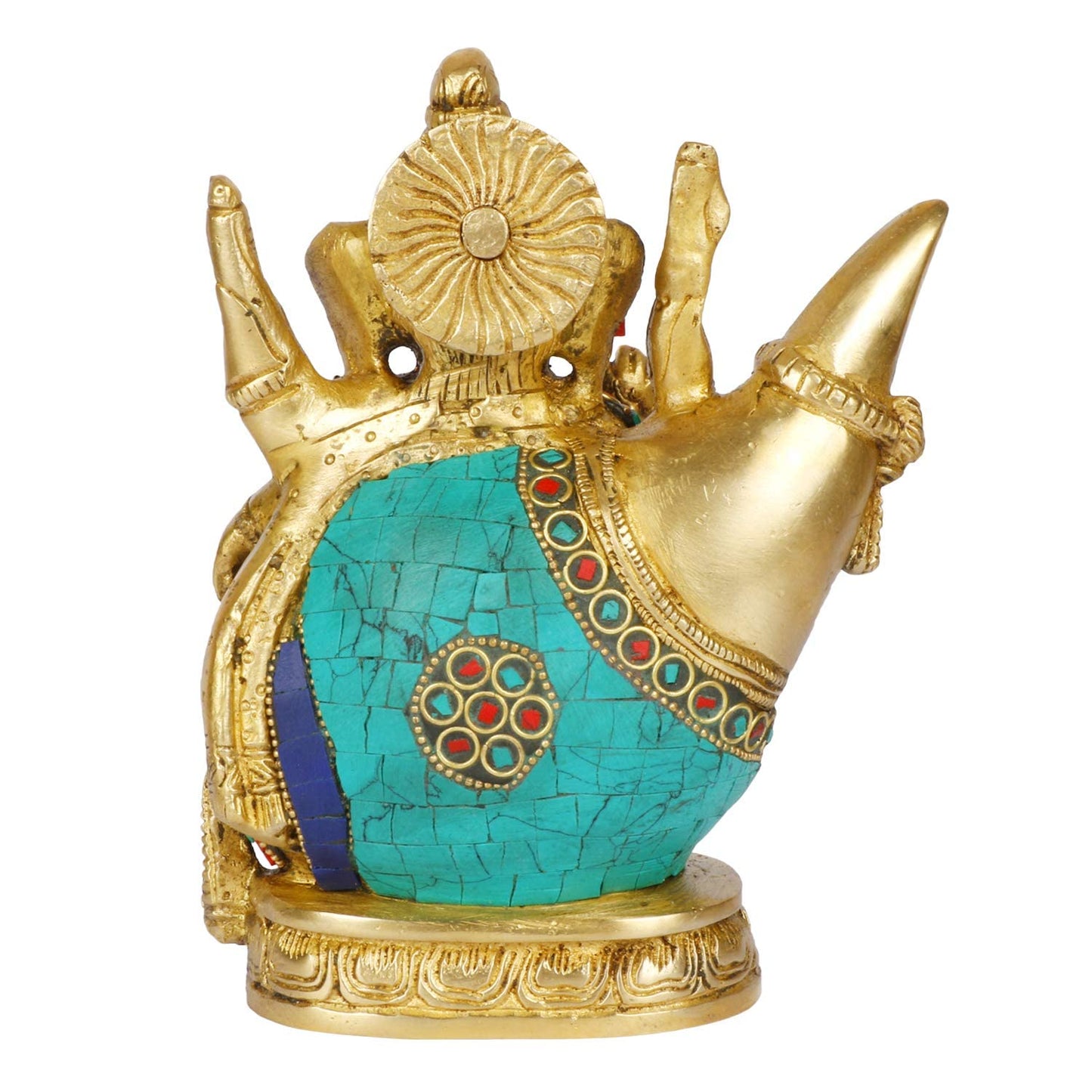 Brass Ganesha Idol for Home Decoration Ganpati Statue Murti for Gift Height 7 Inch Weight 2.5 Kg Color Multicolor - SvarupArt