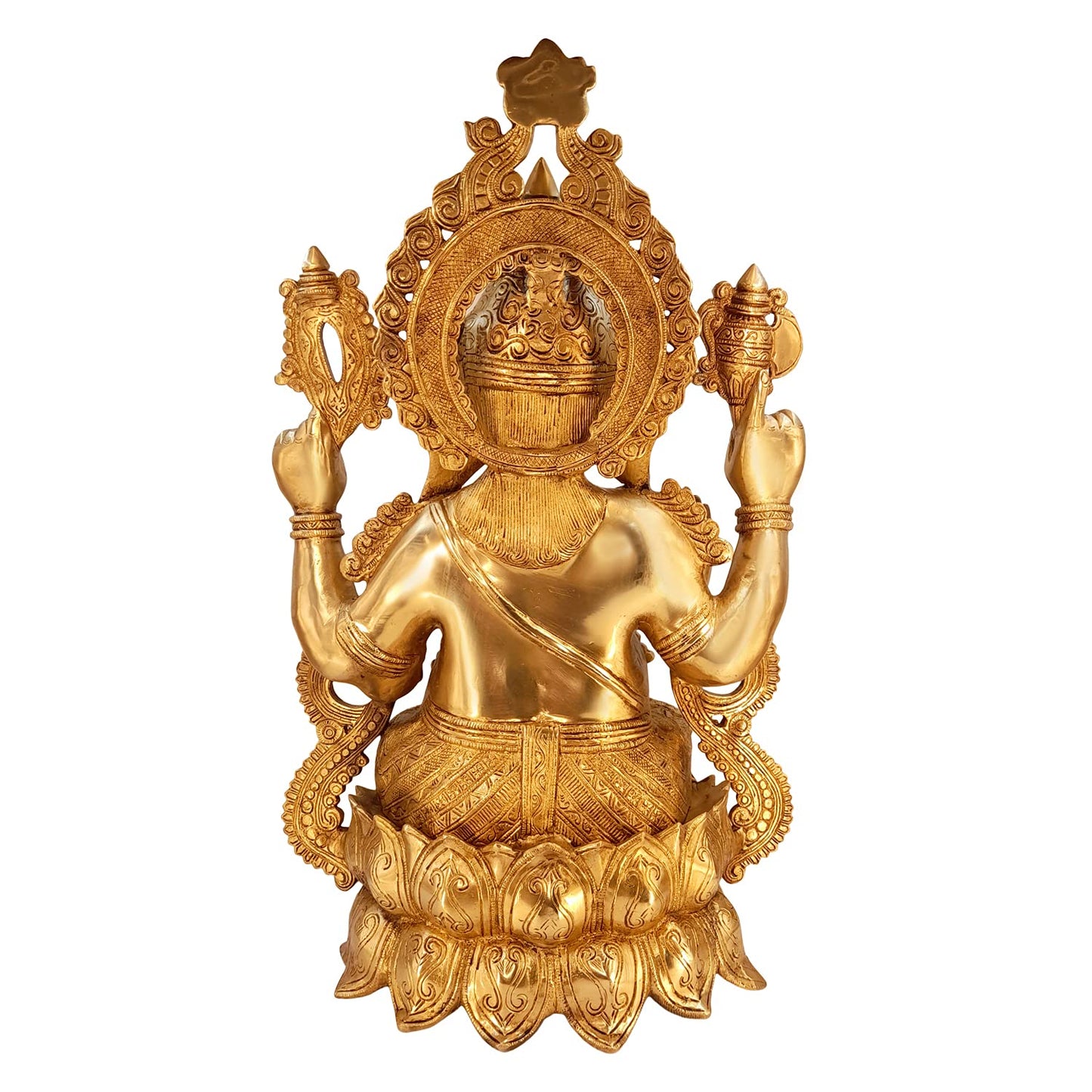 Brass Ganesha Idol for Home Decoration Ganpati Statue Murti for Gift Height 21 Inch Weight 22 Kg Color Gold - SvarupArt