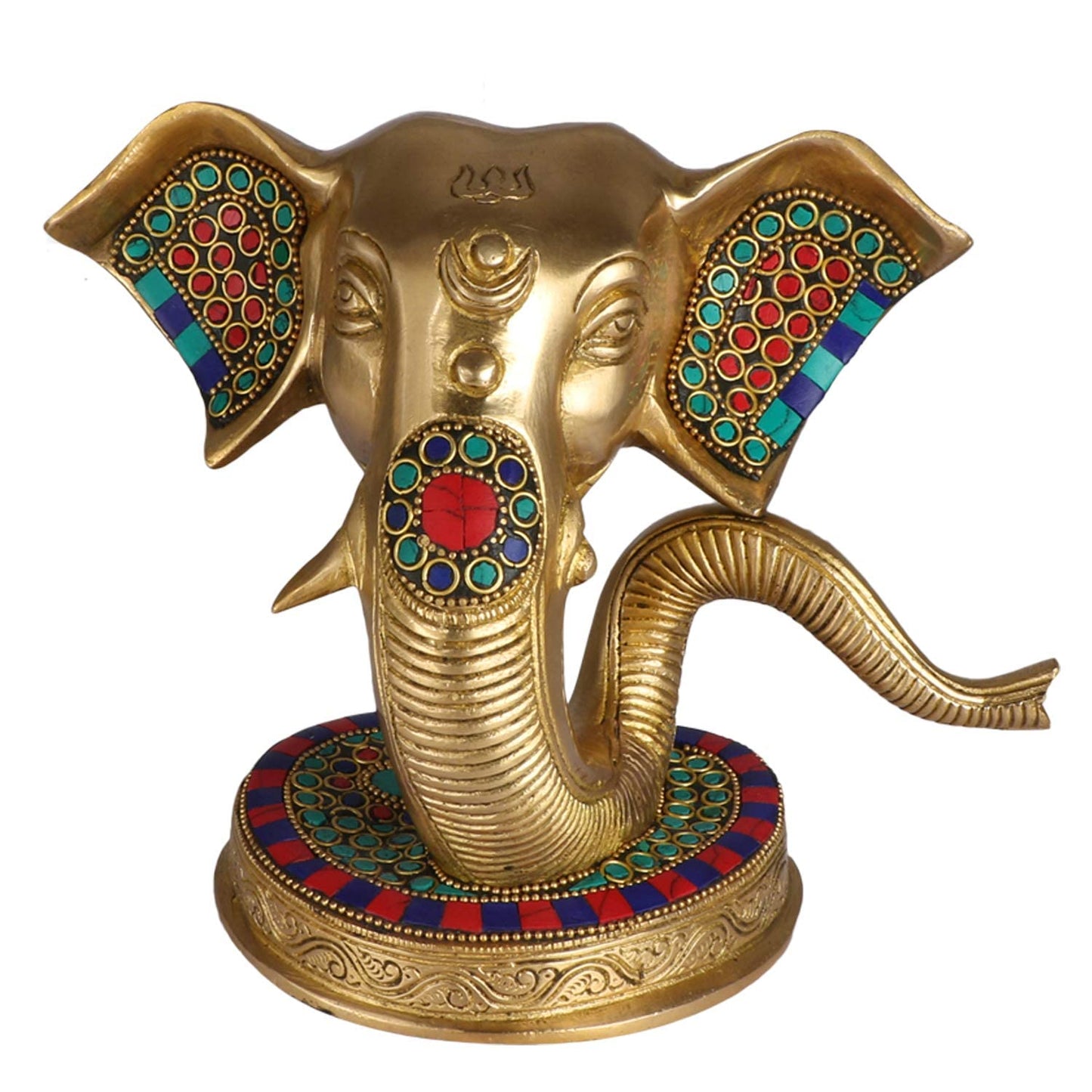 Brass Ganesha Idol for Home Decoration Ganpati Statue Murti for Gift Height 6 Inch Weight 2.6 Kg Color Multicolor - SvarupArt