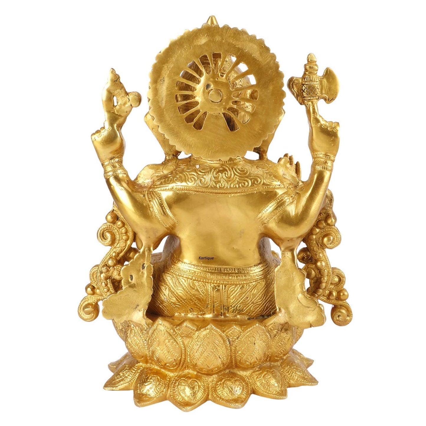Brass Ganesha Idol for Home Decoration Ganpati Statue Murti for Gift Height 11.5 Inch Weight 6.3 Kg Color Gold - SvarupArt