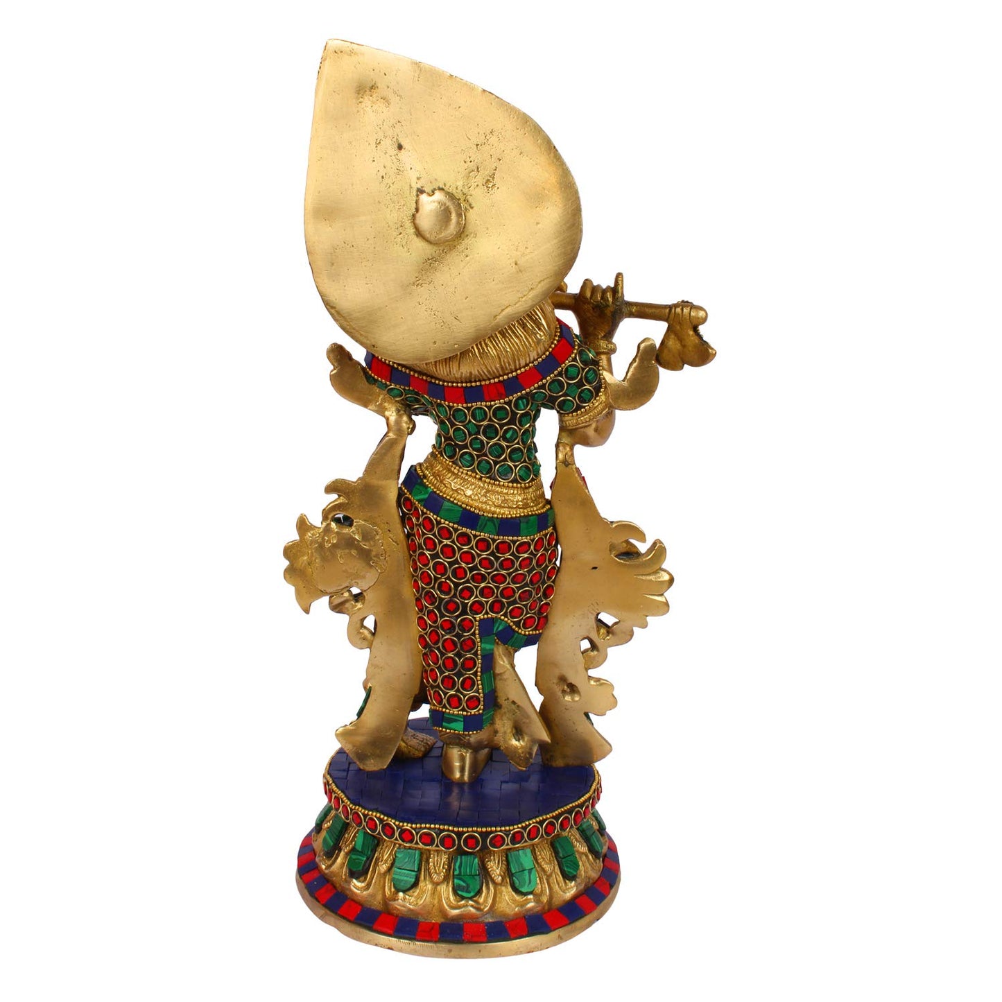 Brass Krishna Bhagwan Idol Murli Kishan Murti Playing Bansuri Gift for Home Mandir Decor Marriage Height 12 Inch - SvarupArt
