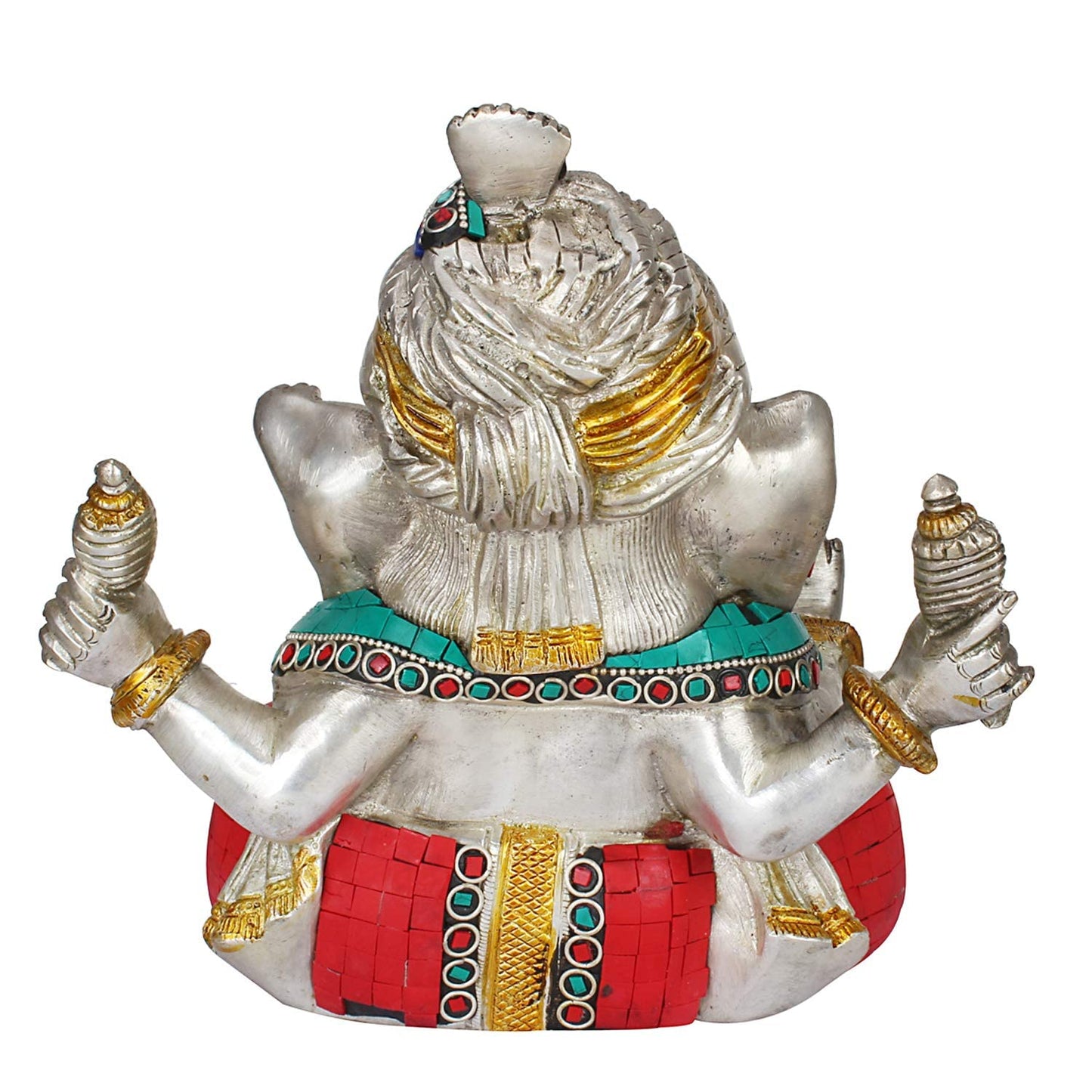 Brass Ganesha Idol for Home Decoration Ganpati Statue Murti for Gift Height 8 Inch Weight 3.5 Kg Color Multicolor - SvarupArt