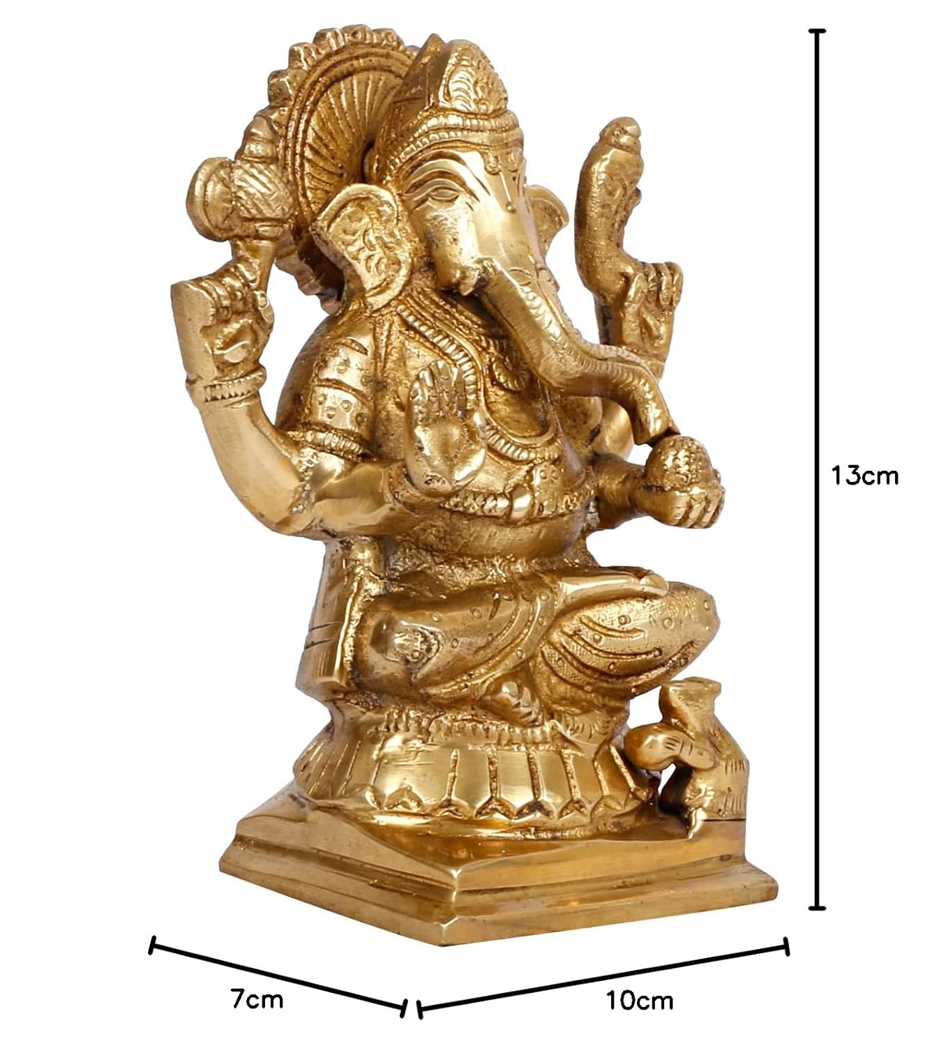 Brass Ganesh Bhagwan Idol Sitting Ganesha Statue Ganpati Puja Murti for Home Entrance Decor Diwali Gift 5 Inch - SvarupArt