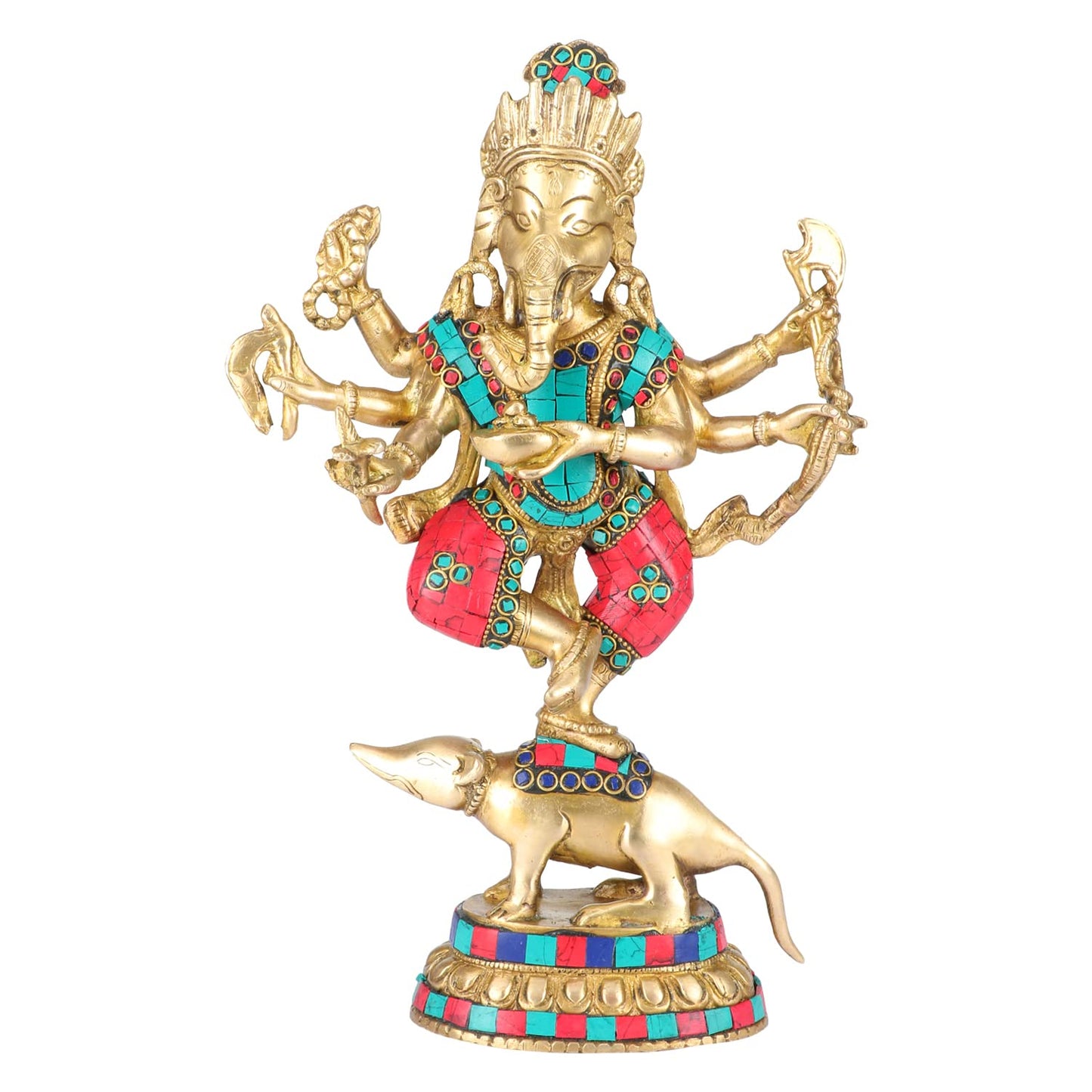 Brass Ganesha Idol for Home Decoration Ganpati Statue Murti for Gift Height 12 Inch Weight 2.5 Kg Color Multicolor - SvarupArt