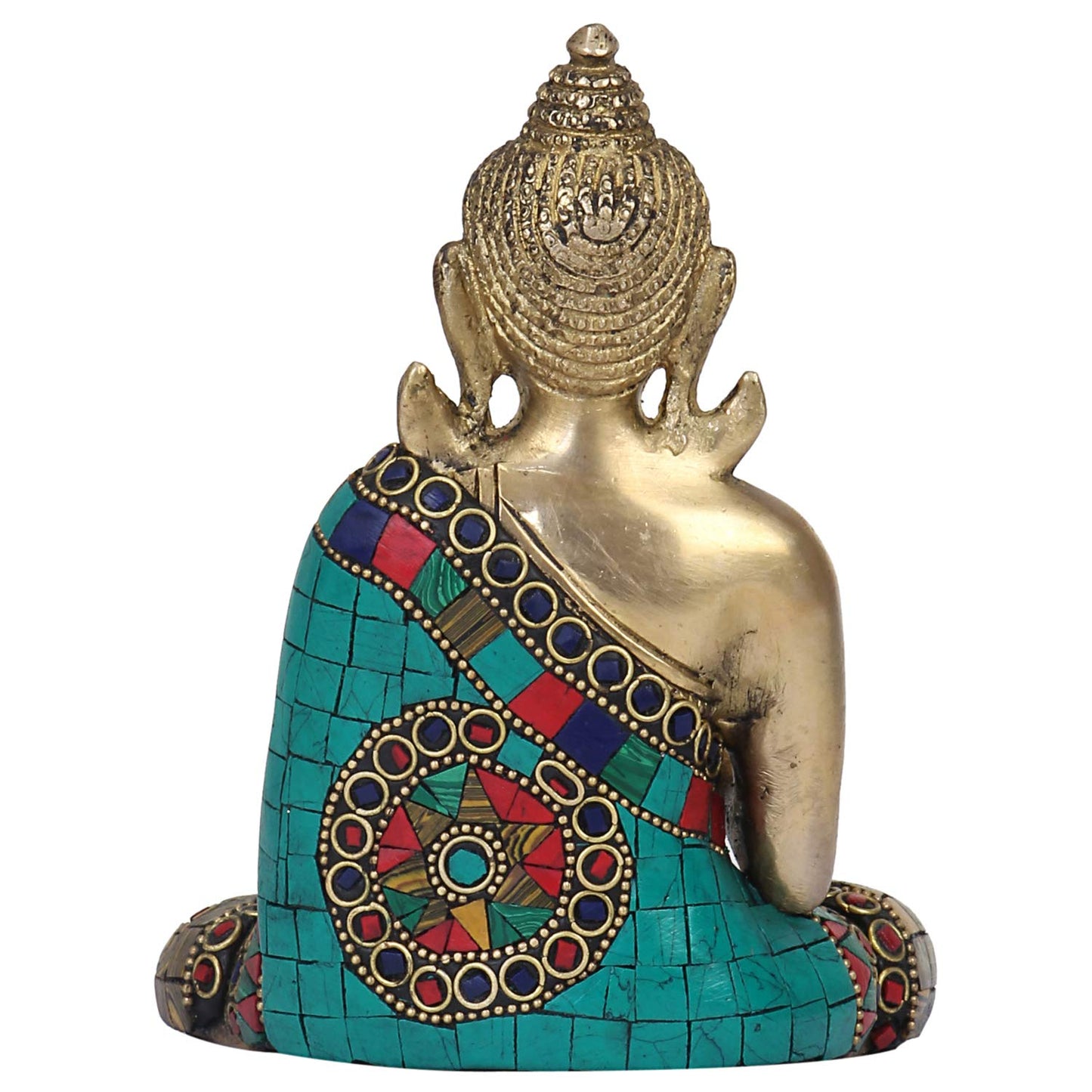 Brass Buddha Vitarka Mudra Idol Statue Tibetan Buddhist Decor Showpiece Height 6 Inch Multicolor - SvarupArt