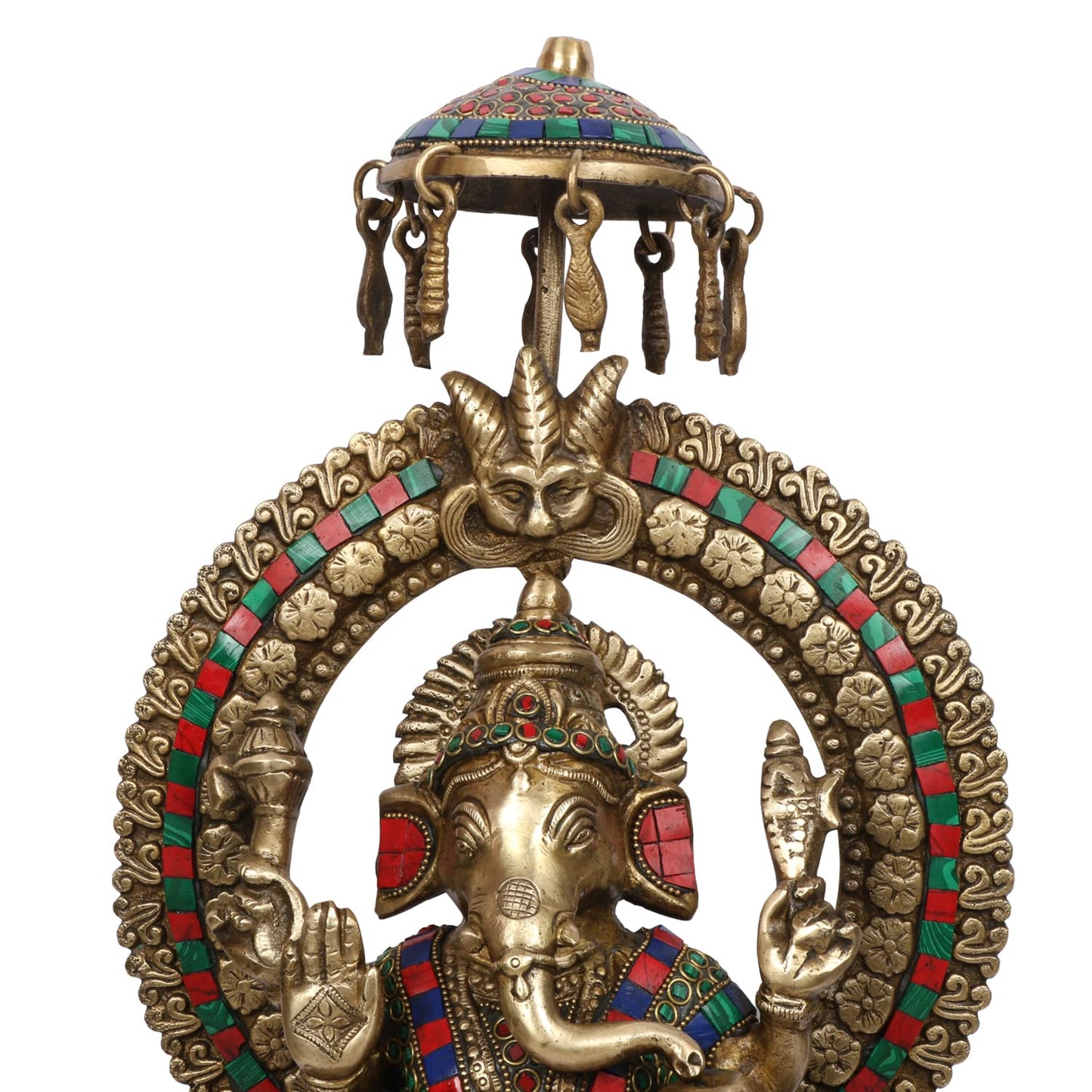 Brass Ganesha Idol for Home Decoration Ganpati Statue Murti for Gift Height 17 Inch Weight 9.5 Kg Color Multicolor - SvarupArt