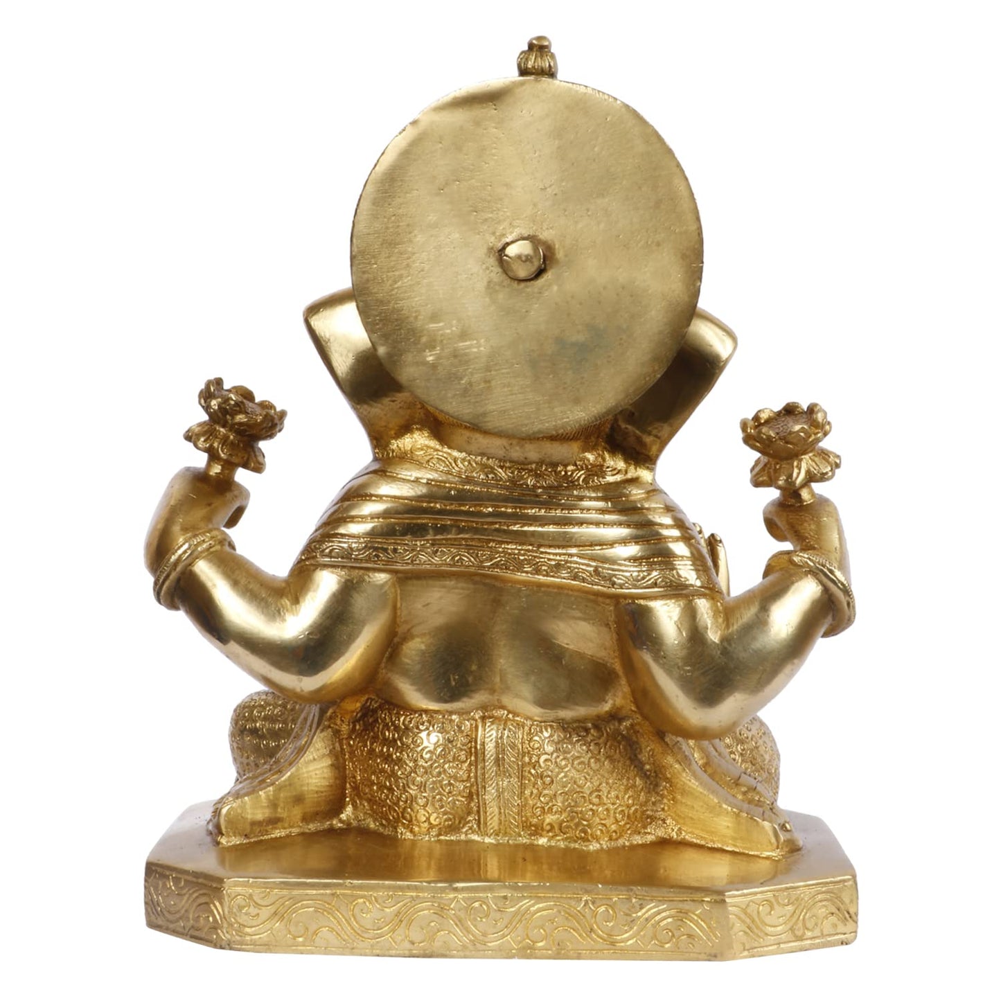 Brass Ganesha Idol for Home Decoration Ganpati Statue Murti for Gift Height 9 Inch Weight 5.2 Kg Color Gold - SvarupArt