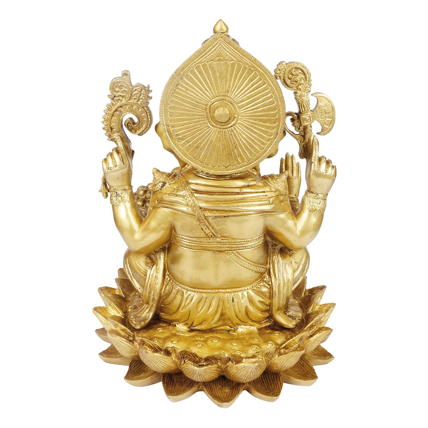 Brass Ganesha Idol for Home Decoration Ganpati Statue Murti for Gift Height 11.5 Inch Weight 8.2 Kg Color Gold - SvarupArt
