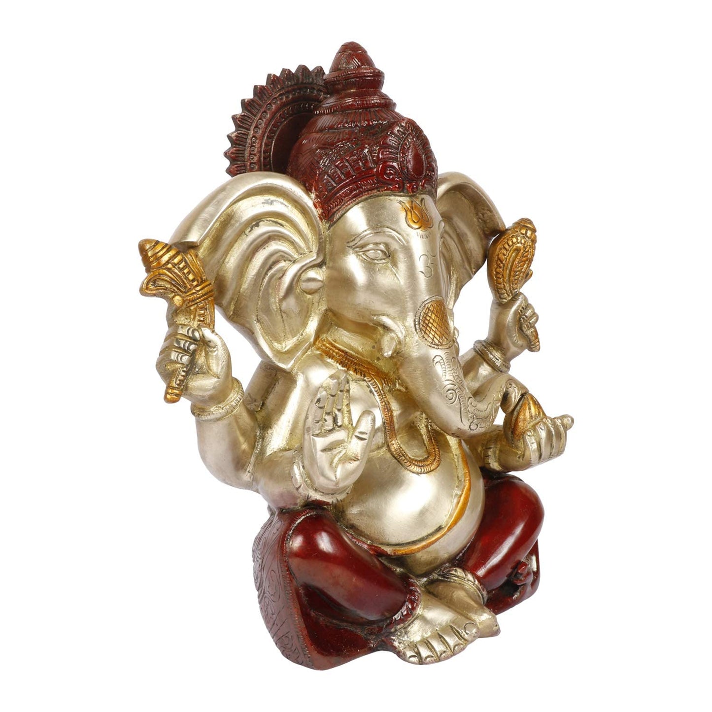Brass Ganesha Idol for Home Decoration Ganpati Statue Murti for Gift Height 10 Inch Weight 5.3 Kg Color Multicolor - SvarupArt