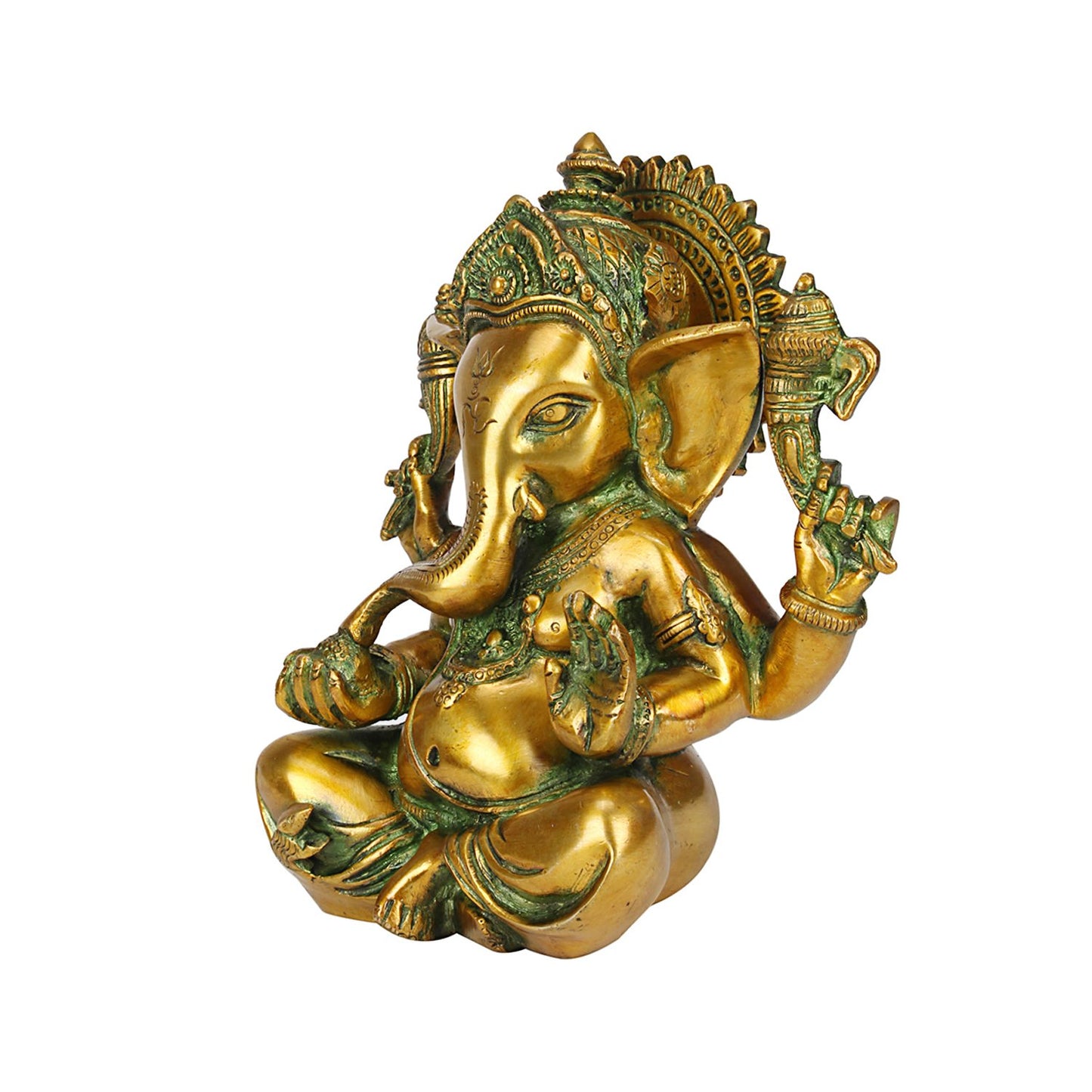 Brass Ganesha Murti Mangalkari Ganesh Idol Statue Figurine for Puja Decor Gift 8 Inch 3 Kg - SvarupArt