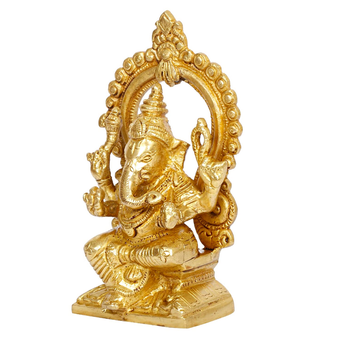Brass Sitting Ganesha Idol Ganesha Statue Ganpati Murti for Home Entrance Decor Height 6 Inch. - SvarupArt