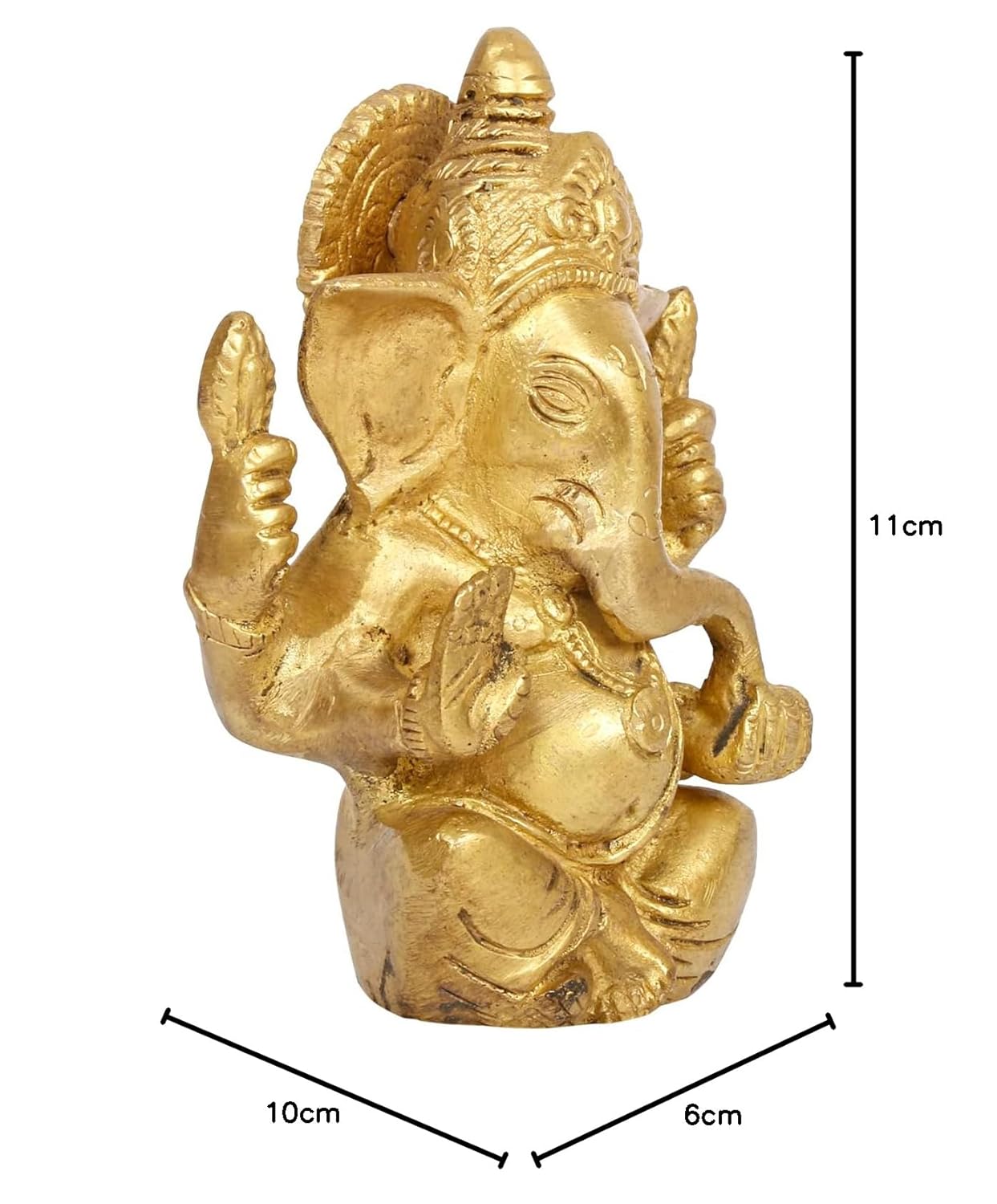Brass Ganesh Bhagwan Idol Taj Ganesha Statue Ganpati Murti for Home Entrance Decor Diwali Gift 4.5 Inch - SvarupArt
