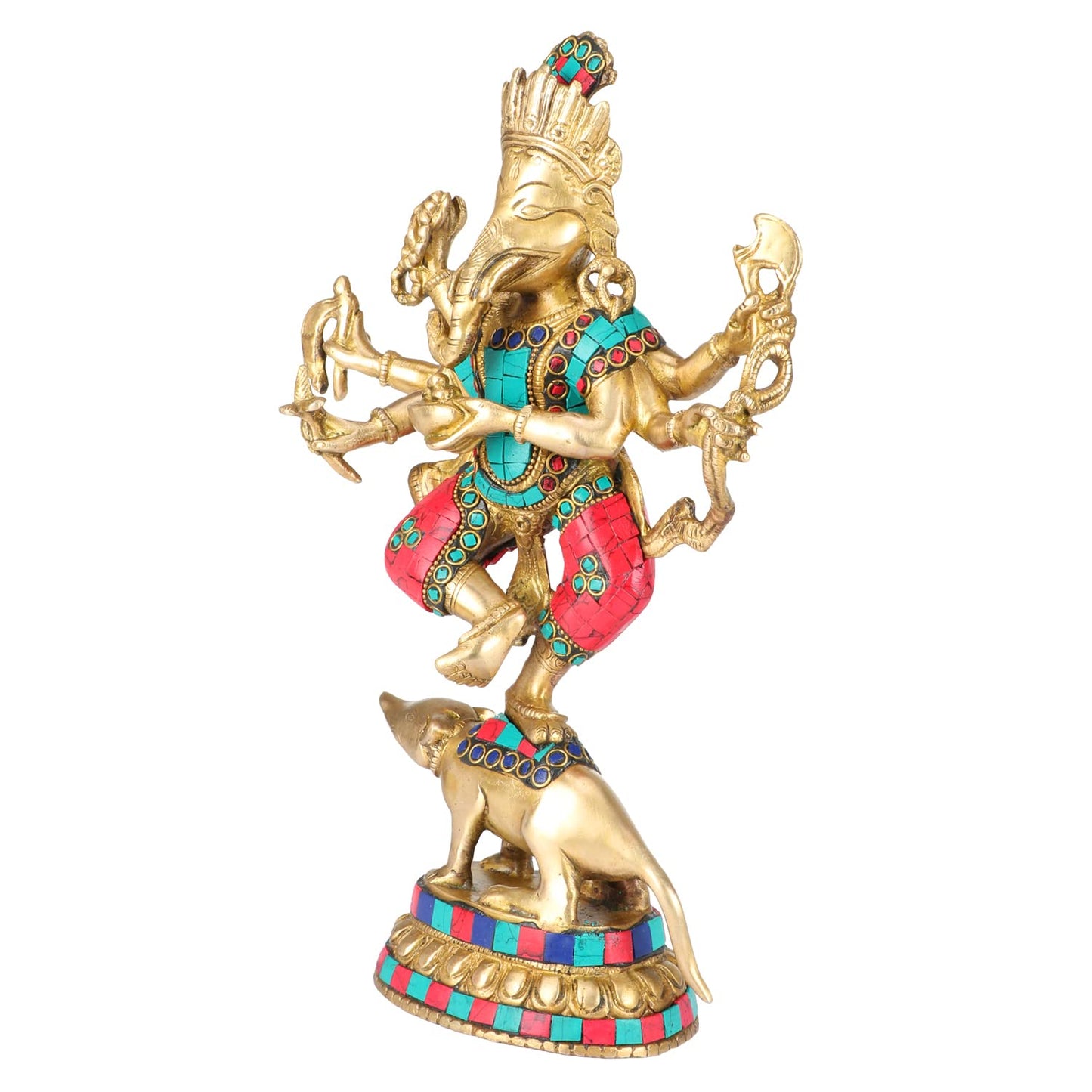 Brass Ganesha Idol for Home Decoration Ganpati Statue Murti for Gift Height 12 Inch Weight 2.5 Kg Color Multicolor - SvarupArt