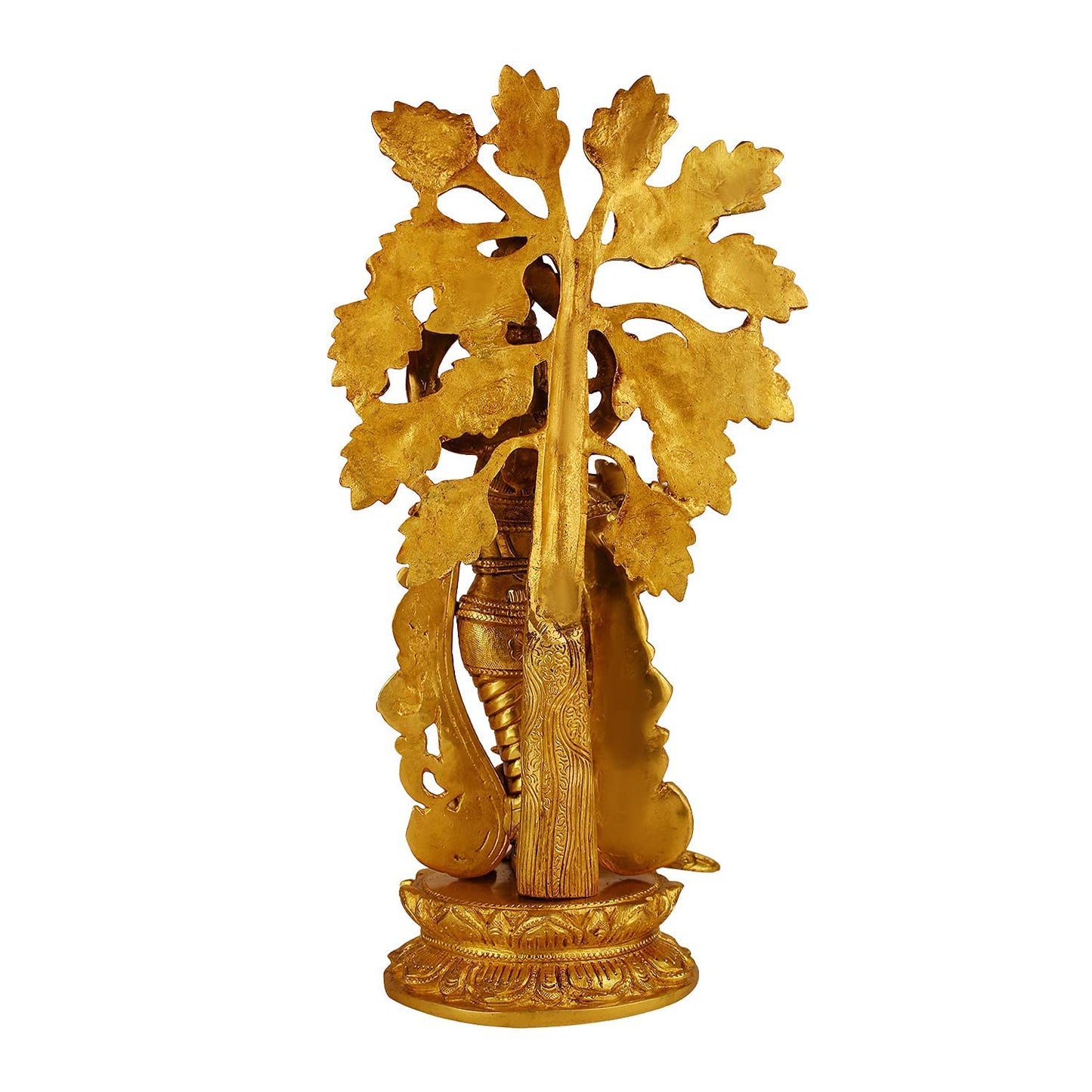 Brass Krishna Bhagwan Idol Murli Kishan Murti Playing Bansuri Gift for Home Mandir Decor Marriage Height 15 Inch - SvarupArt
