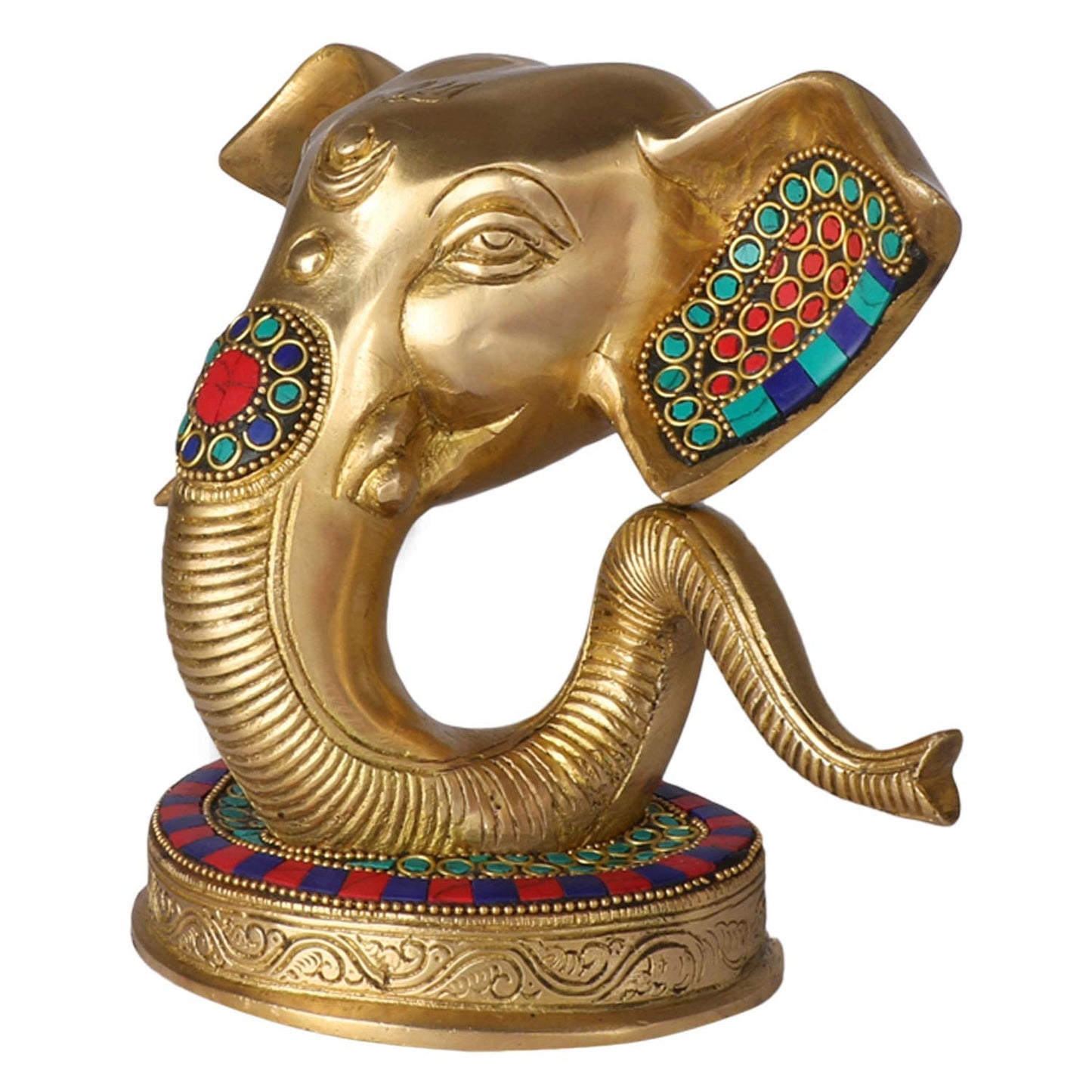 Brass Ganesha Idol for Home Decoration Ganpati Statue Murti for Gift Height 6 Inch Weight 2.6 Kg Color Multicolor - SvarupArt