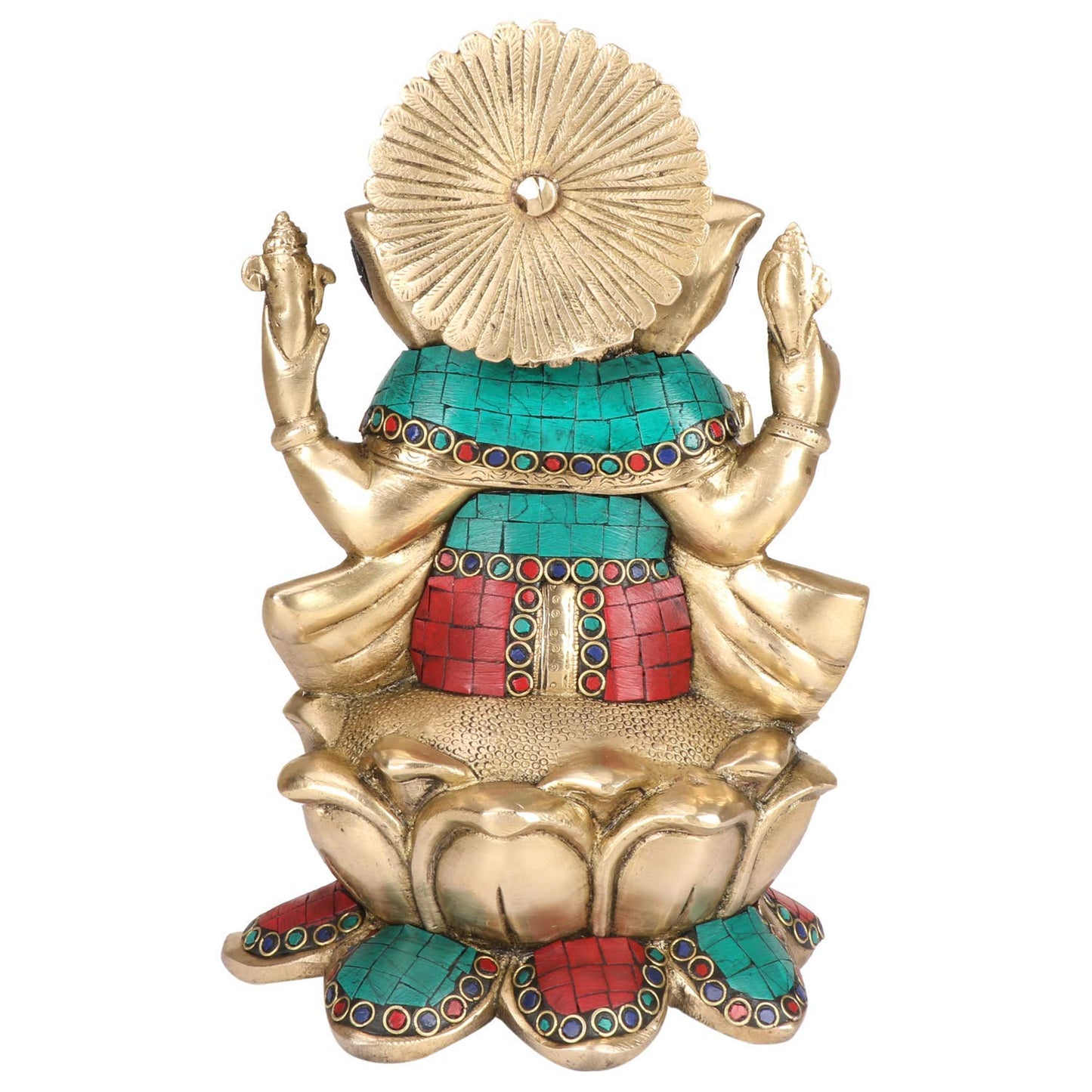 Brass Ganesha Idol for Home Decoration Ganpati Statue Murti for Gift Height 9.5 Inch Weight 5.1 Kg Color Multicolor - SvarupArt