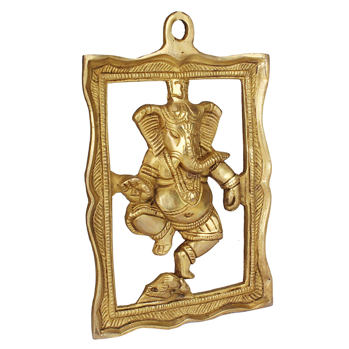 Brass Ganesh Wall Hanging Ganesha Idol In Gold Color Height 9 Inch - SvarupArt