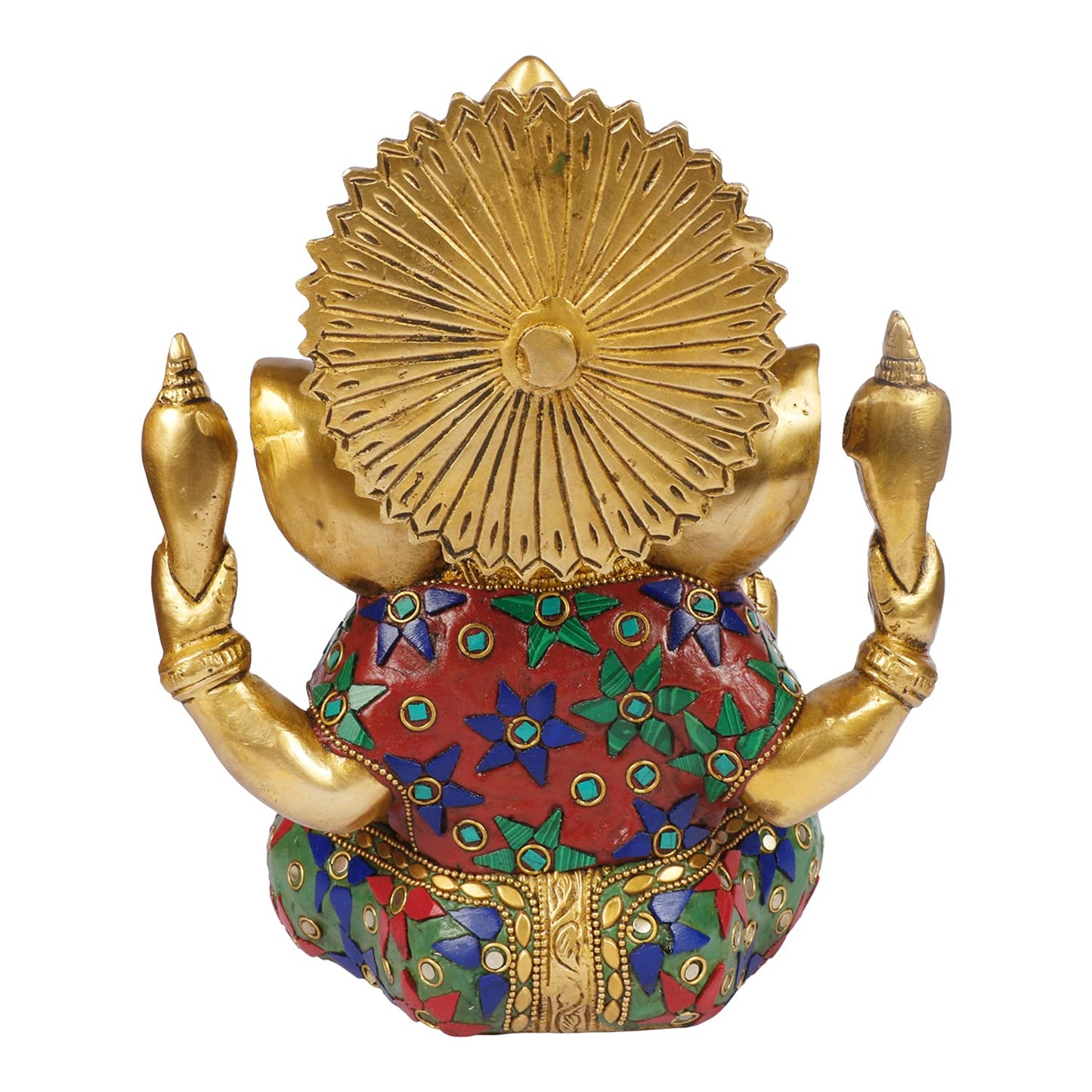 Brass Ganesha Idol for Home Decoration Ganpati Statue Murti for Gift Height 8.5 Inch Weight 3.6 Kg Color Multicolor - SvarupArt