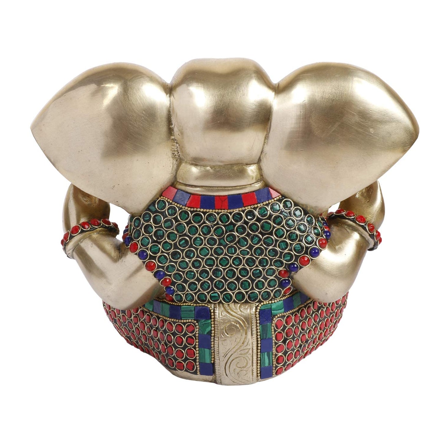 Brass Ganesha Idol for Home Decoration Ganpati Statue Murti for Gift Height 8 Inch Weight 5.1 Kg Color Multicolor - SvarupArt