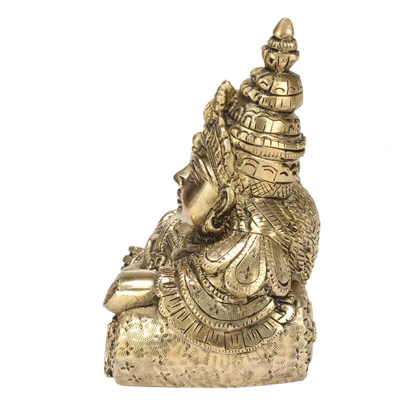 Brass Kuber Maharaj Statue Yantra Vastu Remedy Shri Kubera Resting Idol for Good Luck Money Gold Color 7 Inch. - SvarupArt