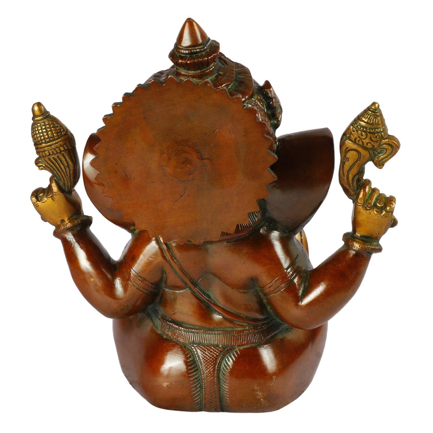 Brass Ganesha Idol for Home Decoration Ganpati Statue Murti for Gift Height 9 Inch Weight 4.4 Kg Color multicolor - SvarupArt