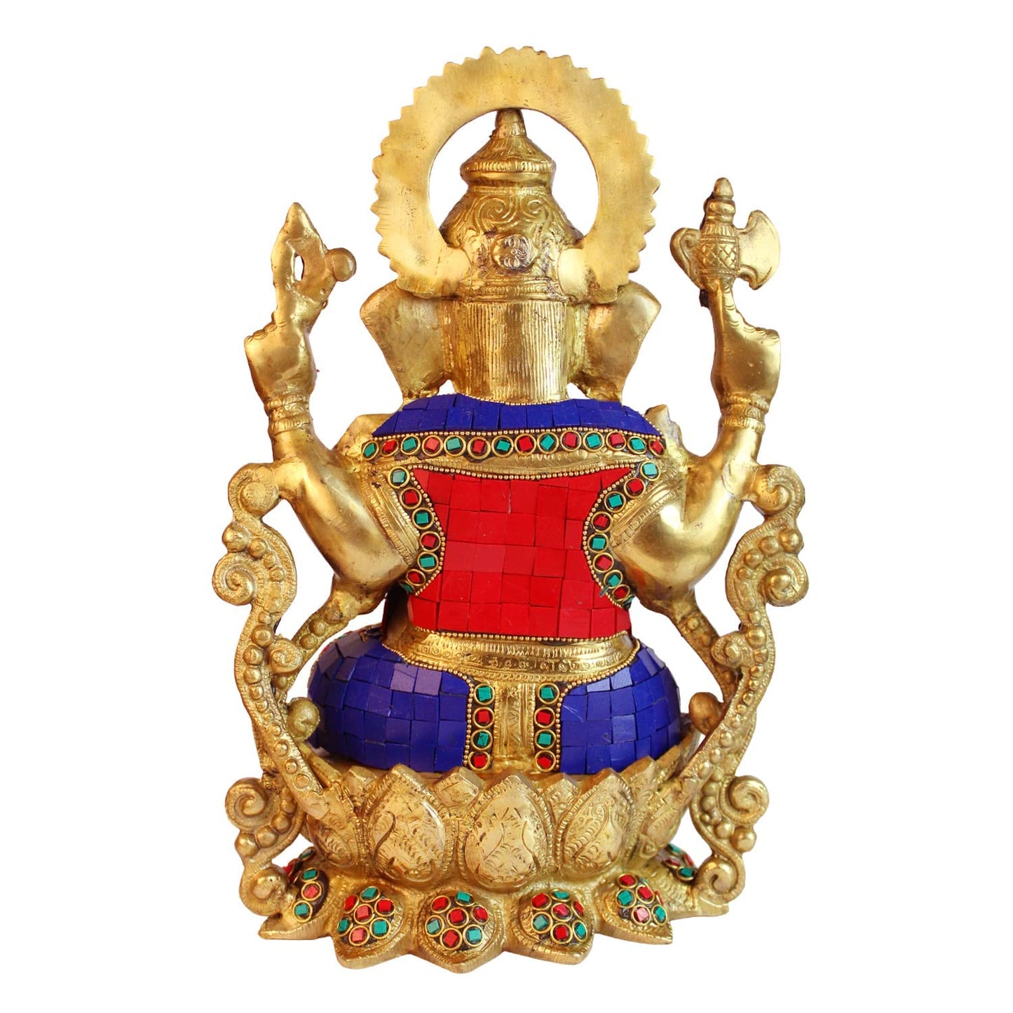 Brass Ganesha Idol for Home Decoration Ganpati Statue Murti for Gift Height 12 Inch Weight 7 Kg Color Multicolor - SvarupArt