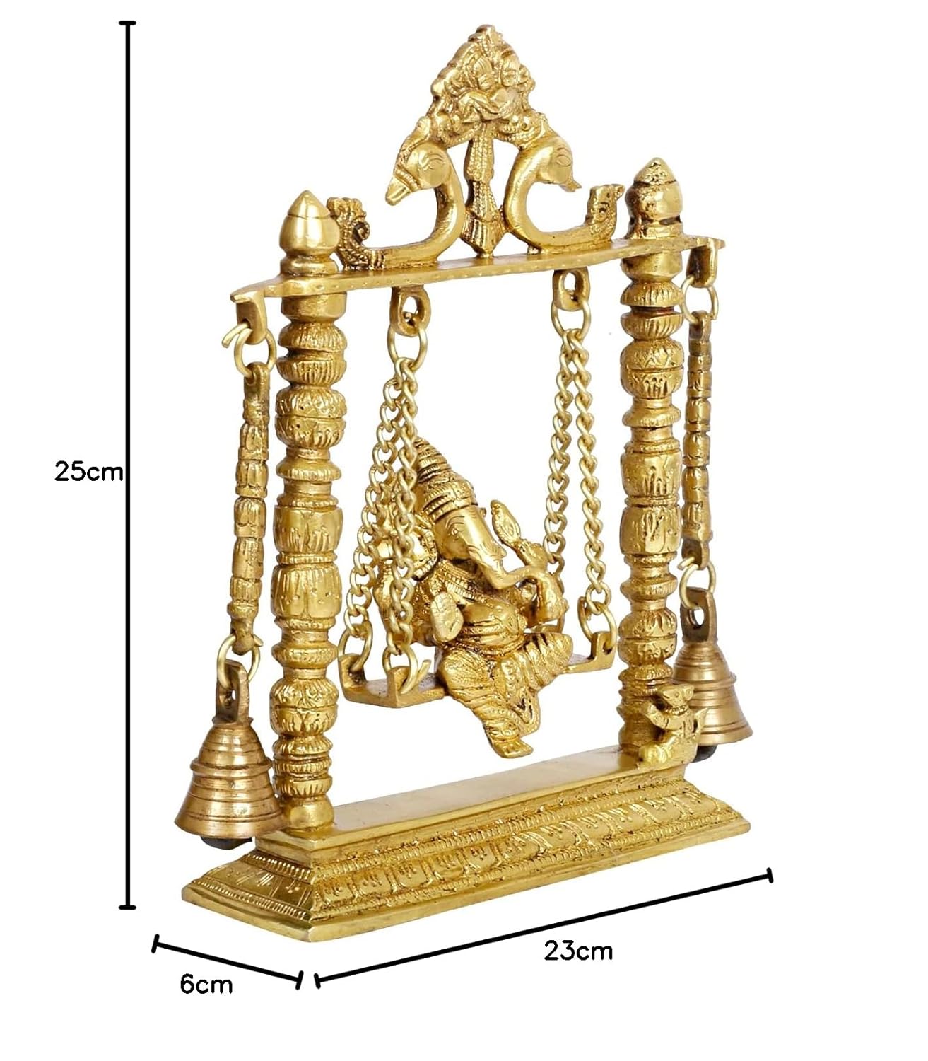 Brass Lord Ganesha Jhula with Hanging Bells Idol for Gift Ganpati Statue Puja Home Decor Office Decoration Vinayaka M... - SvarupArt